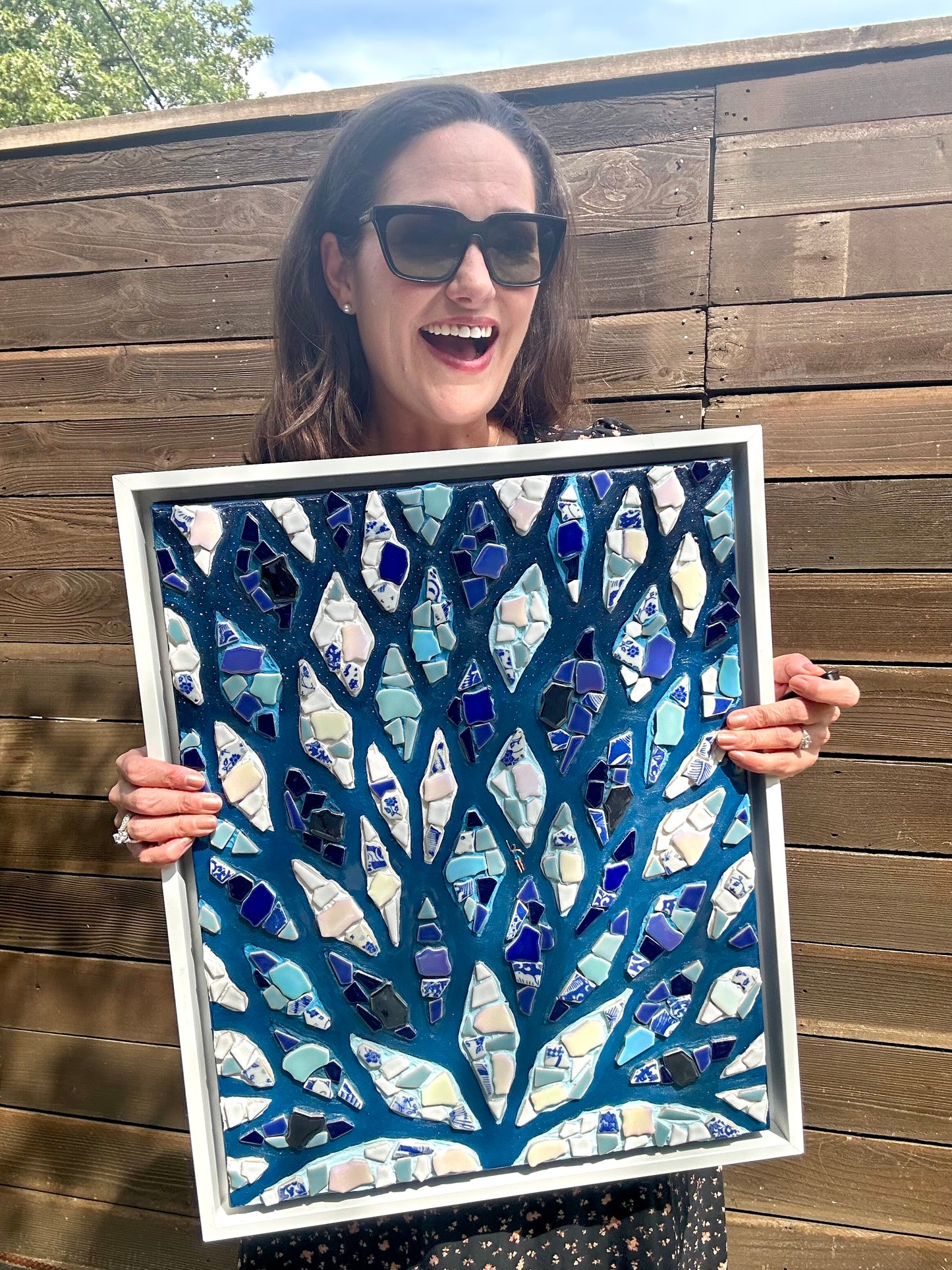 The Path is Blue Without You ll - 16x20in Mixed Media; Sand, Acrylic & Resin on Canvas Framed