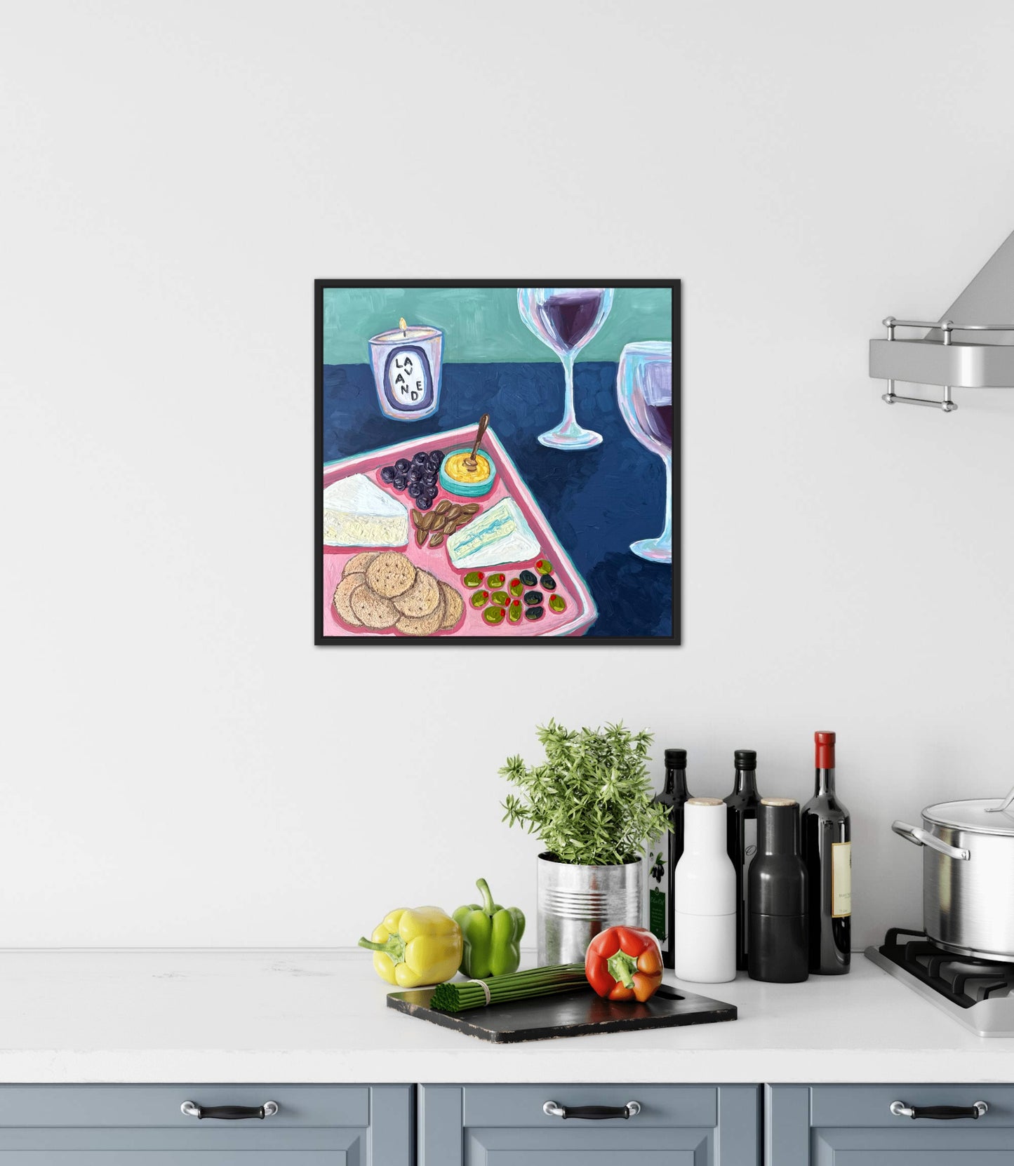Little Luxuries Collection: Vino et Fromage - 12x12in Original Art