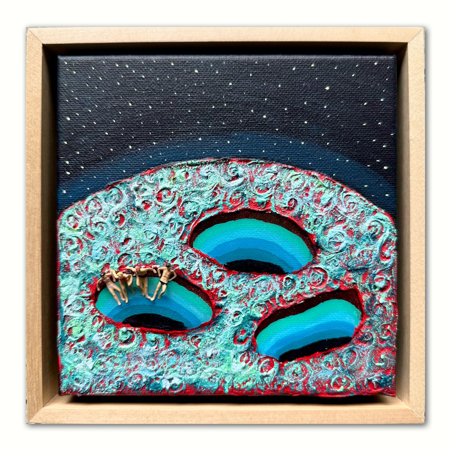 Vacation on Mars: Family Time 6x6 Original Framed