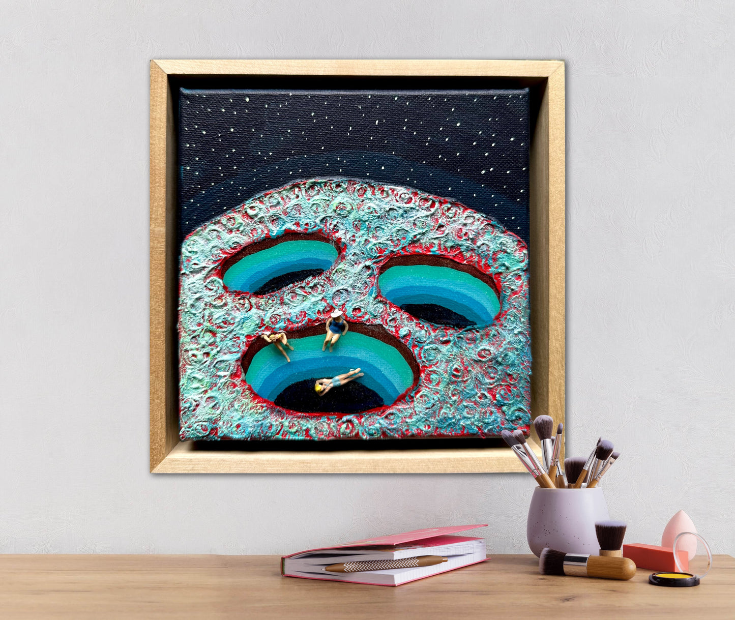 Vacation on Mars: Girl’s Trip 6x6 Original Framed