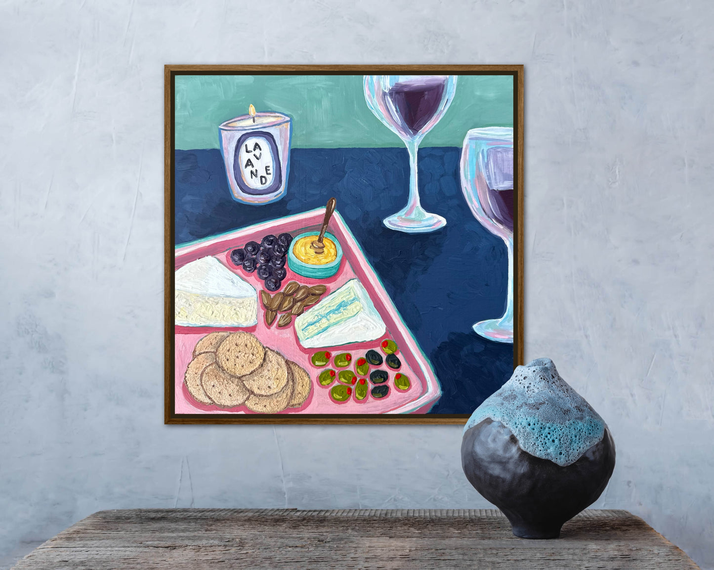 Little Luxuries Collection: Vino et Fromage - 12x12in Original Art