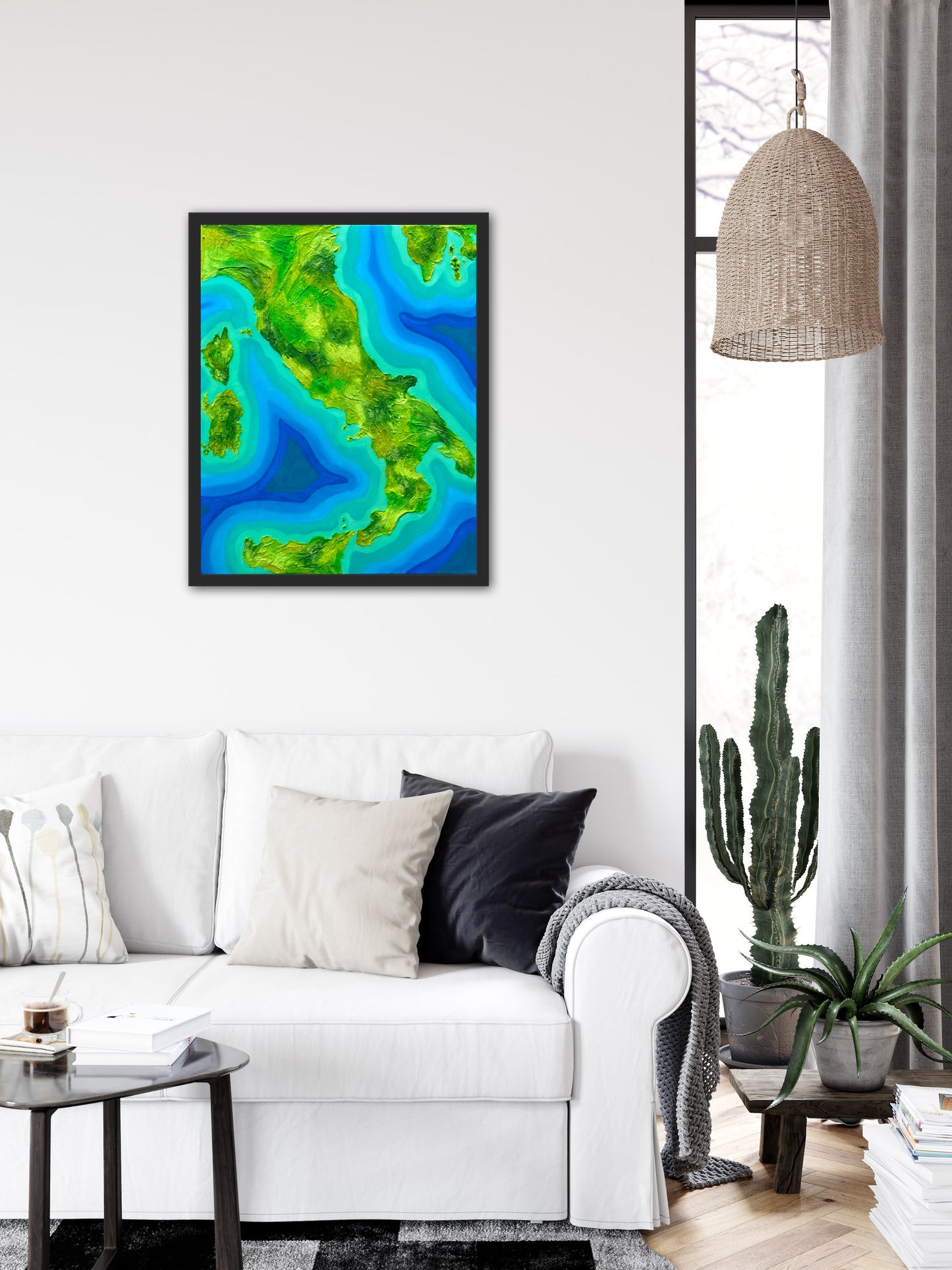 Italy ๐ฎ๐น - 16x20 Fine Art Map made with Acrylic & Resin on Canvas