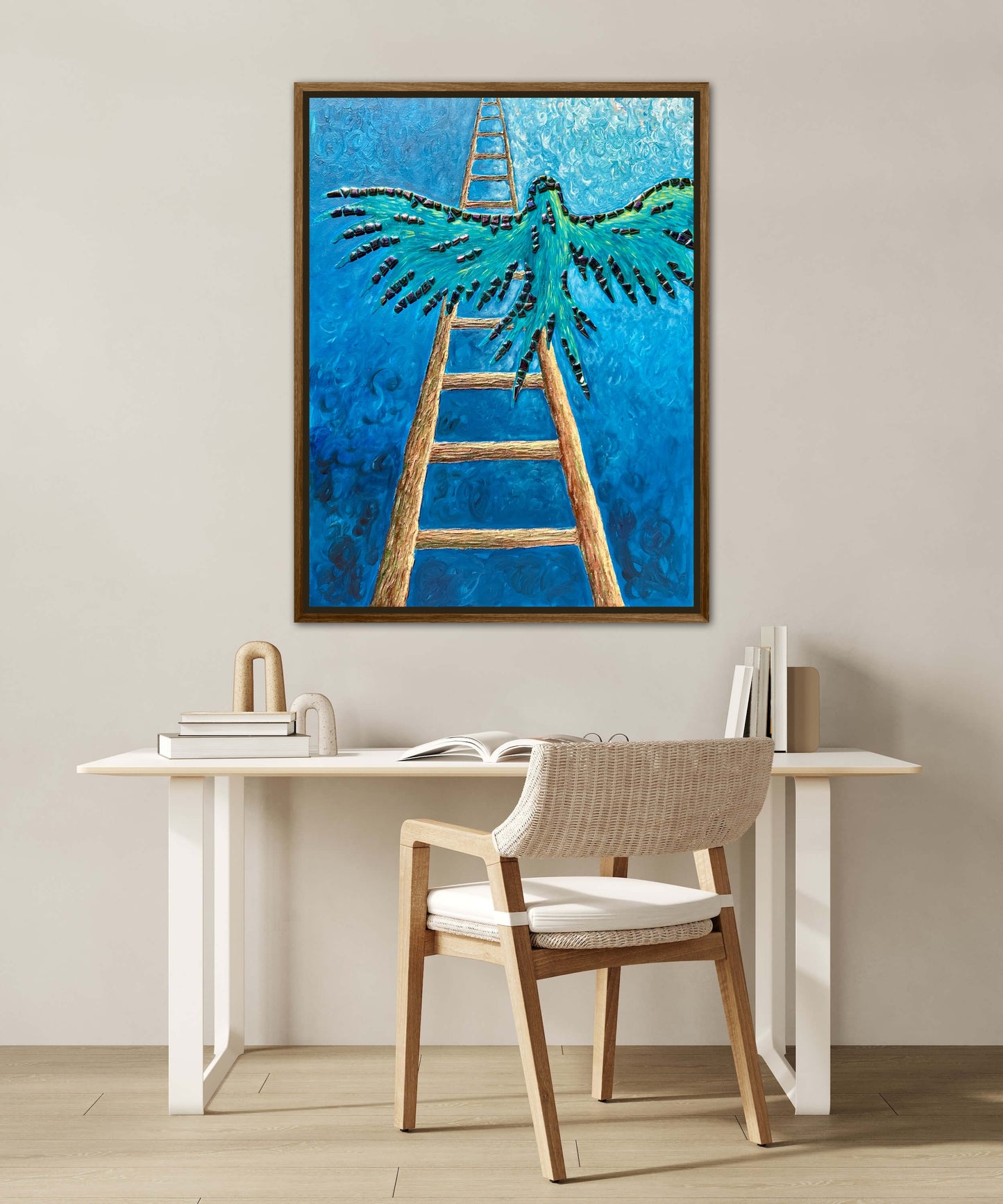 I Gave Myself Permission to Fly - 30x40in Mixed Media; Sand, Acrylic & Resin on Canvas Framed