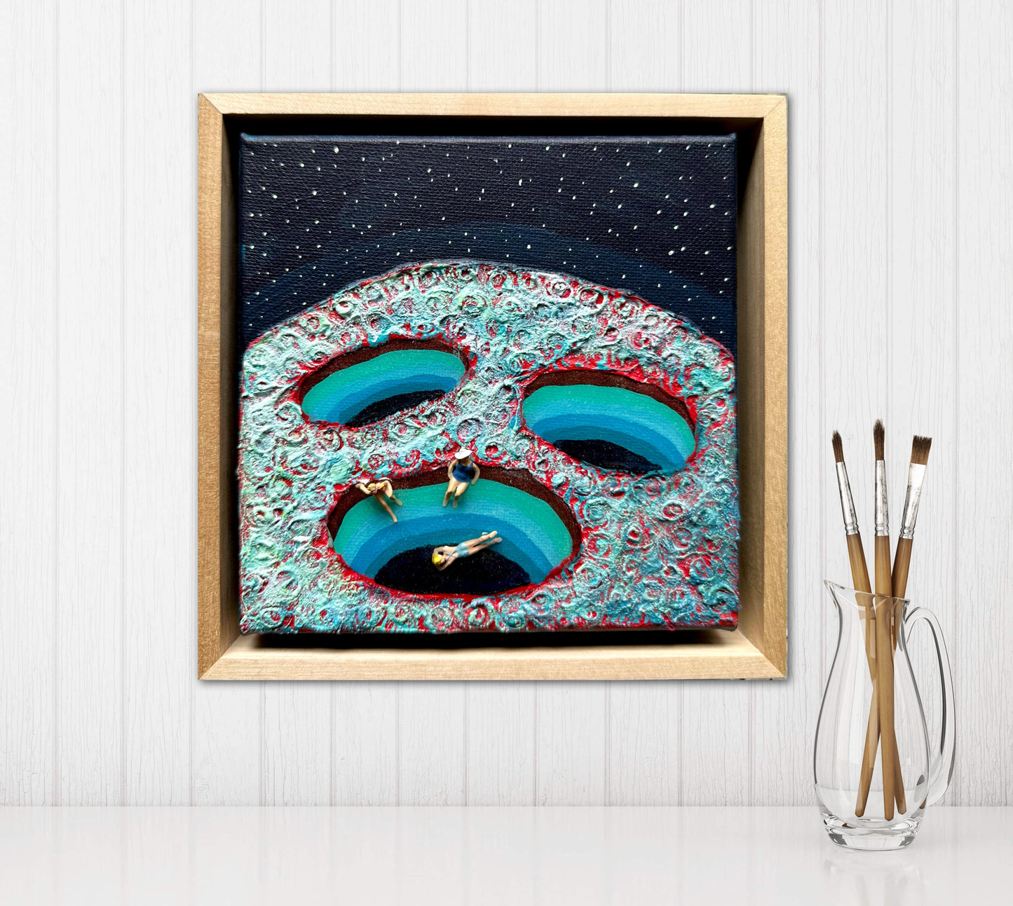 Vacation on Mars: Girl’s Trip 6x6 Original Framed