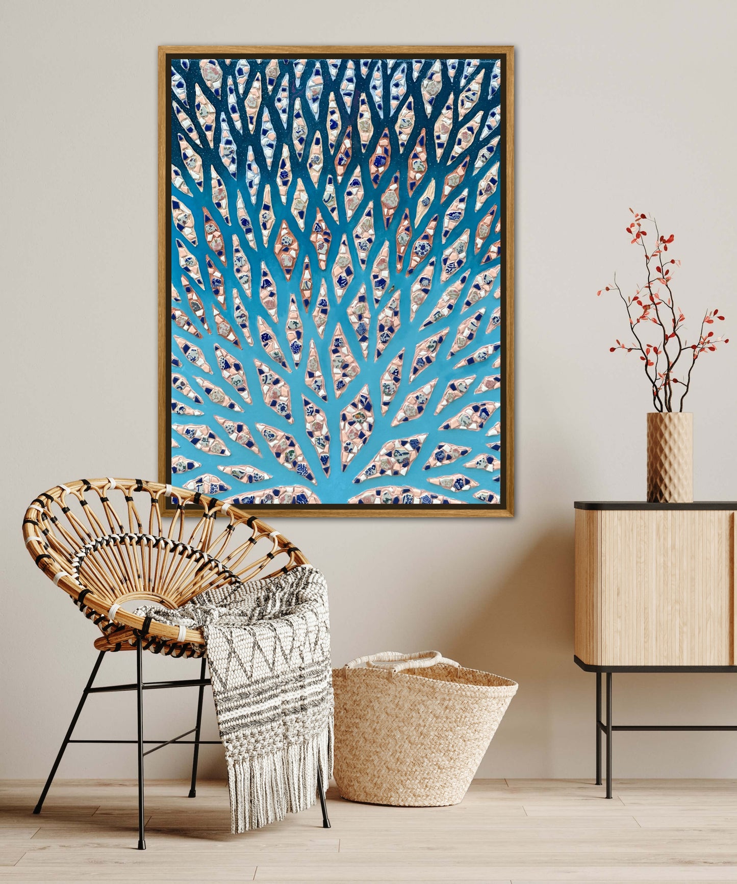 The Path to the Mediterranean - 30x40in Mixed Media Mosaic Artwork Framed