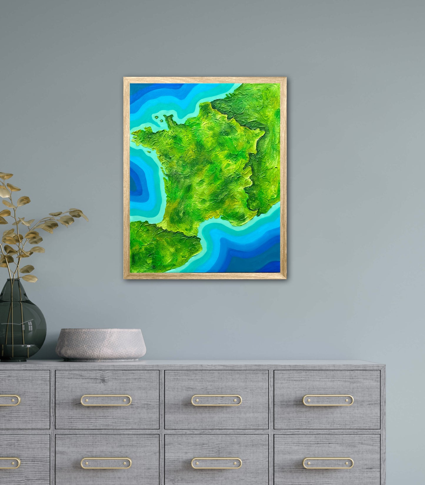 France π«π· - 16x20 Fine Art Map made with Acrylic & Resin on Canvas