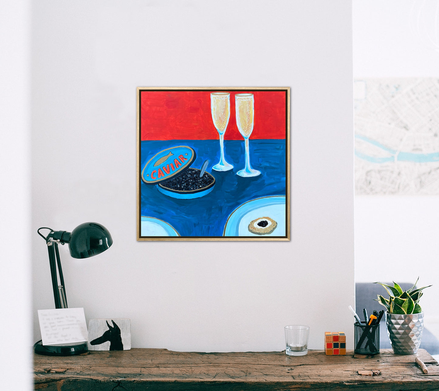 Little Luxuries Collection: We Go Together Like Champagne & Caviar - 12x12in Original Art