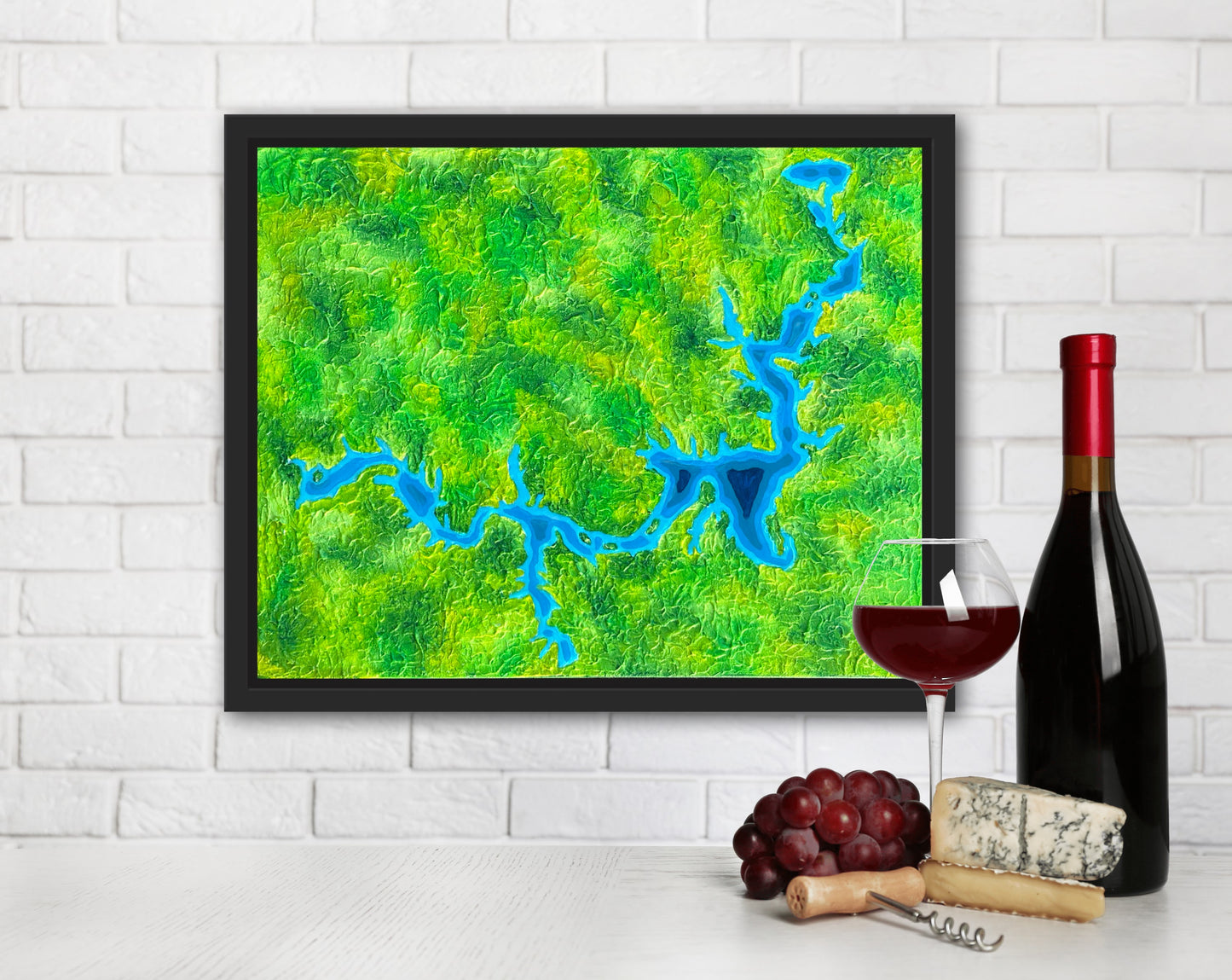 Lake Texoma, Texas - 16x20 Fine Art Map made with Acrylic & Resin on Canvas
