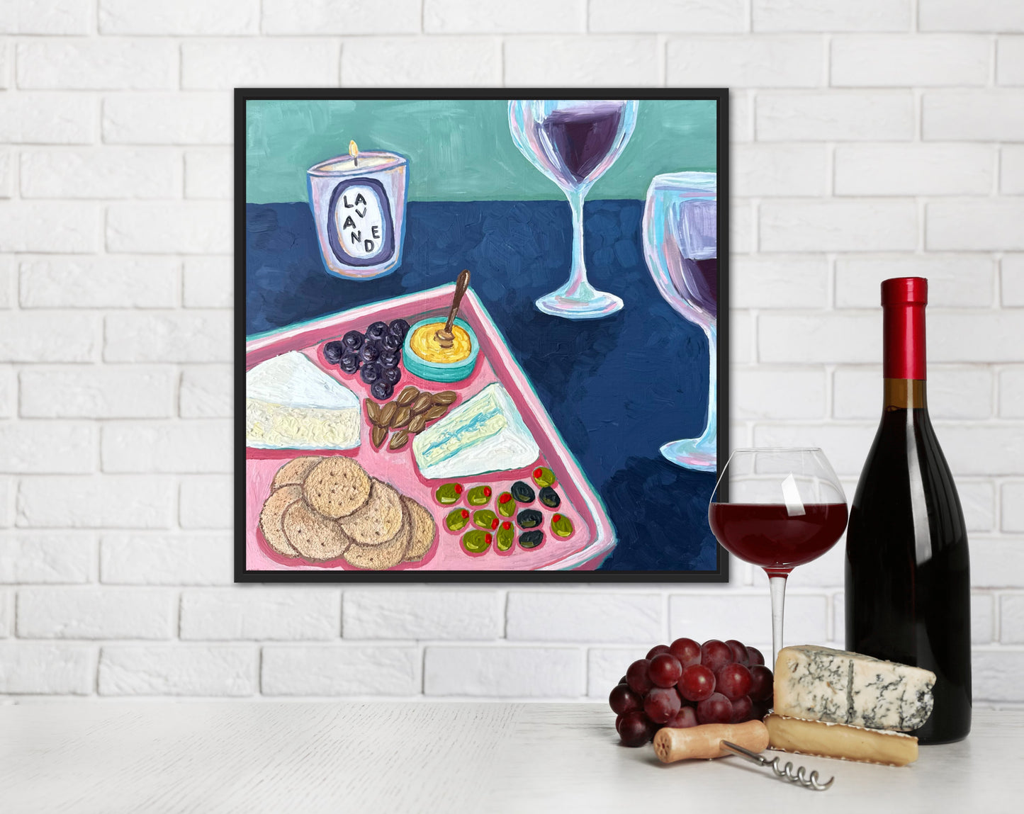 Little Luxuries Collection: Vino et Fromage - 12x12in Original Art