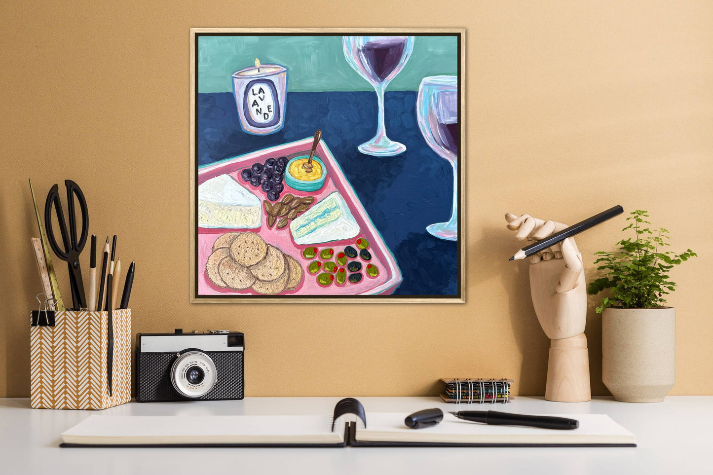 Little Luxuries Collection: Vino et Fromage - 12x12in Original Art
