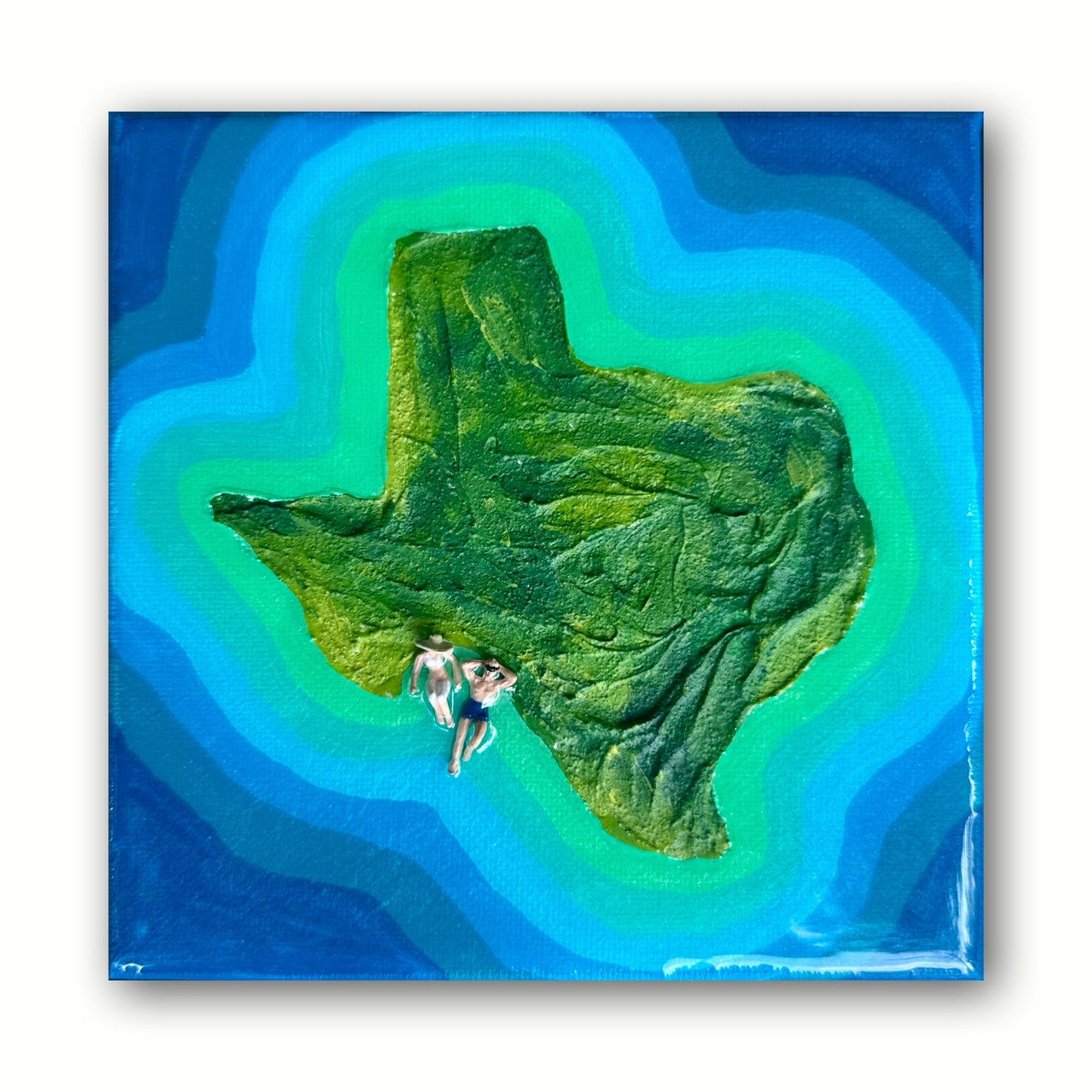 The Island of Texas: Just You & Me 6x6 Original Framed