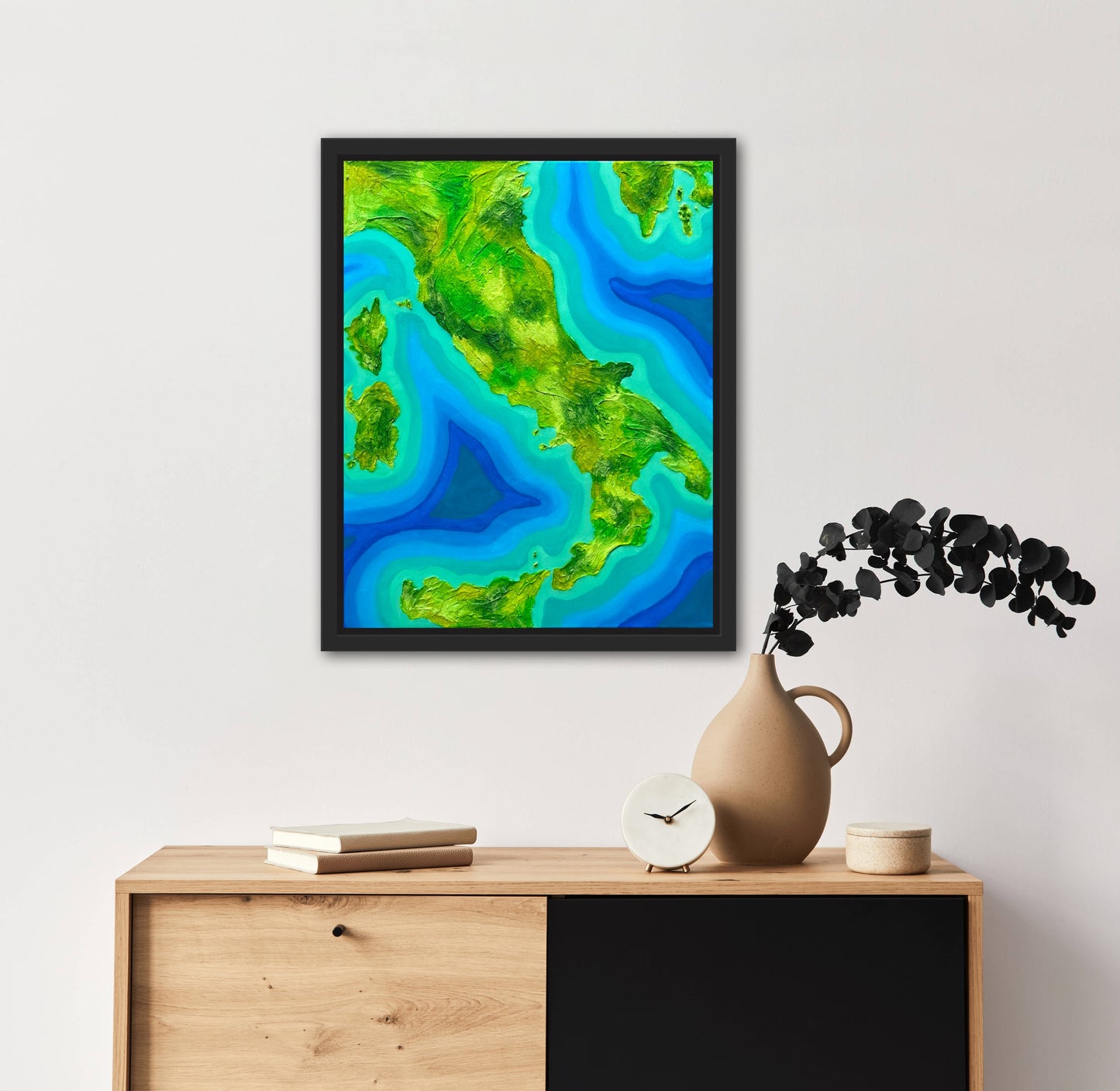 Italy ๐ฎ๐น - 16x20 Fine Art Map made with Acrylic & Resin on Canvas