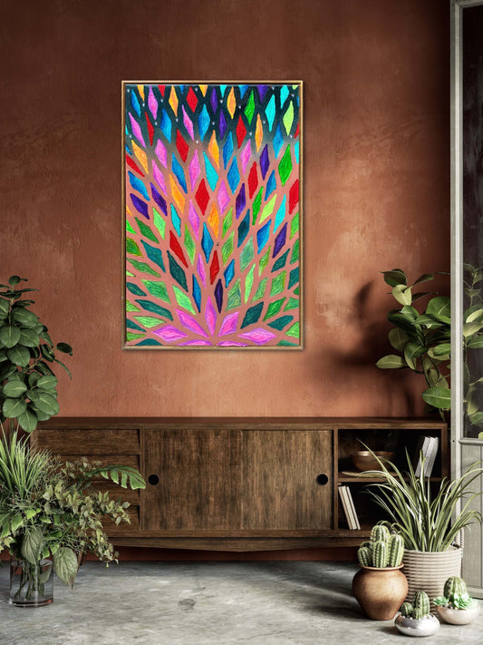 The Path to San Miguel de Allende - 24x36in Mixed Media; Sand, Acrylic & Resin on Canvas Framed