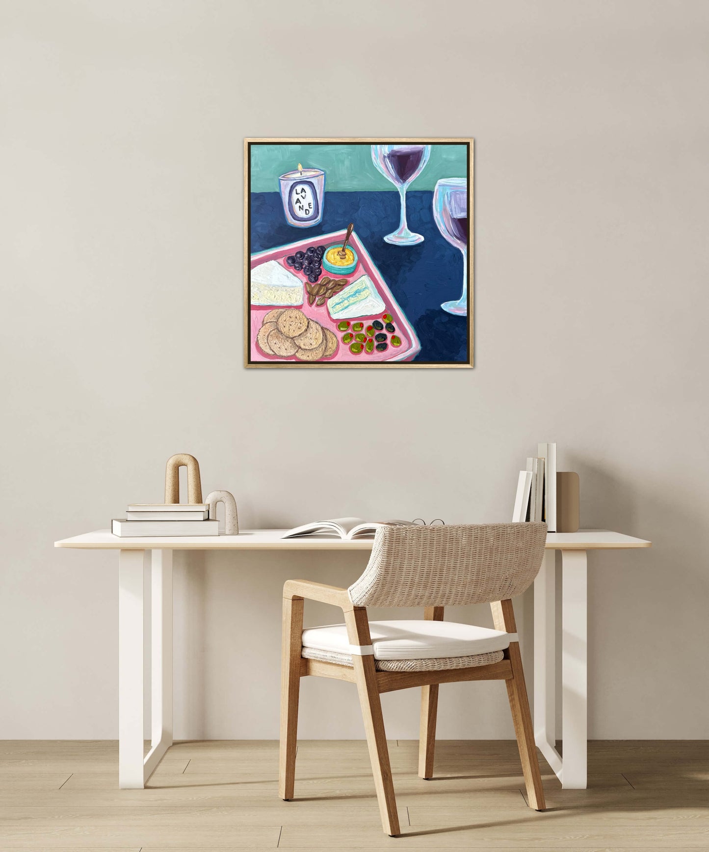 Little Luxuries Collection: Vino et Fromage - 12x12in Original Art