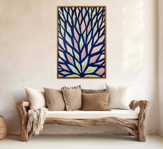 The Path of the Blue Flame - 24x36in Mixed Media; Sand, Acrylic & Resin on Canvas Framed