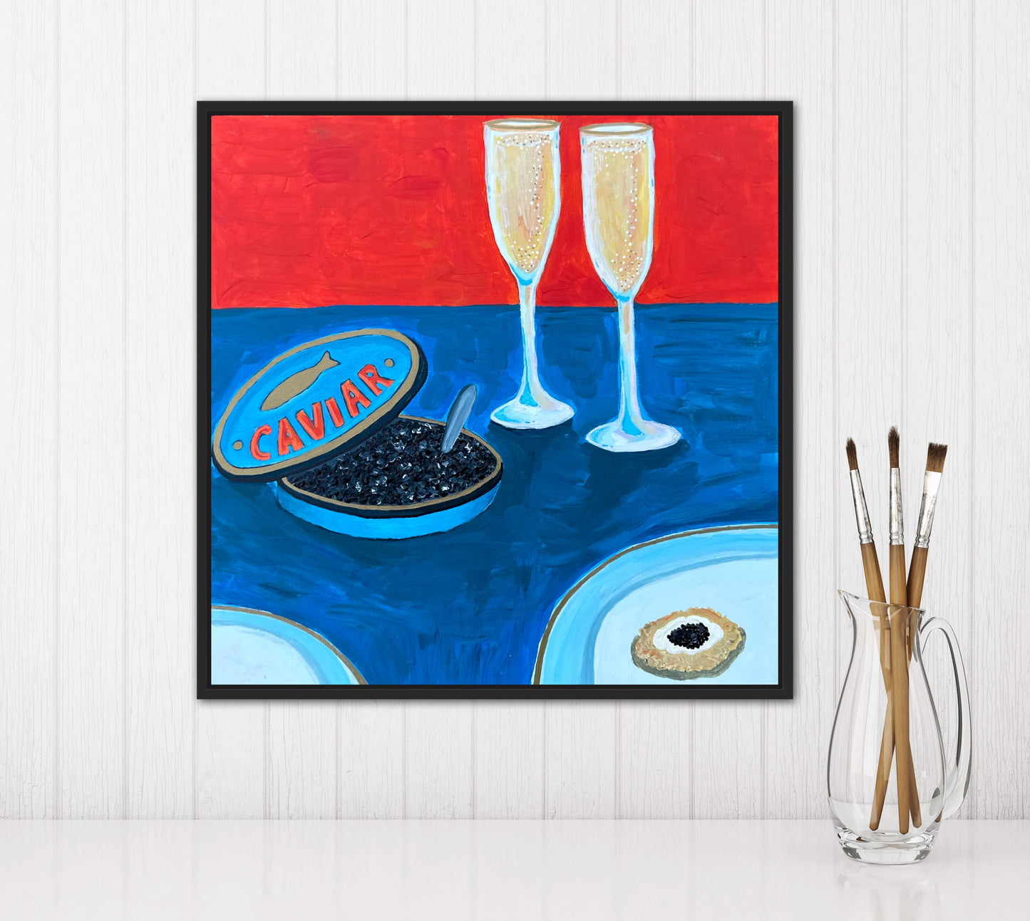 Little Luxuries Collection: We Go Together Like Champagne & Caviar - 12x12in Original Art