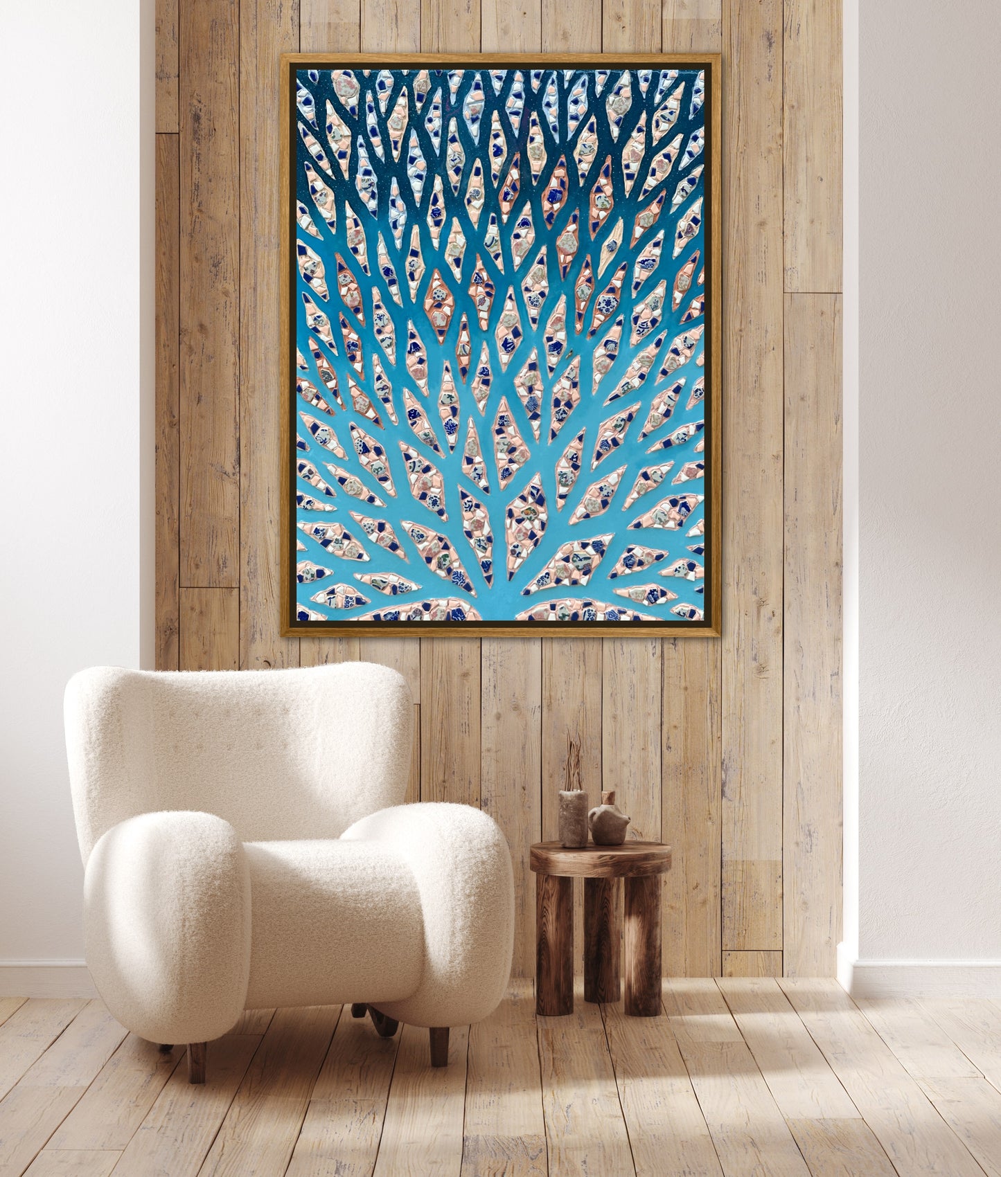 The Path to the Mediterranean - 30x40in Mixed Media Mosaic Artwork Framed