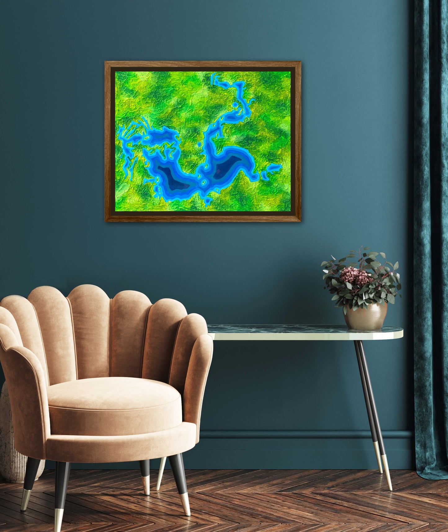 Caddo Lake, Texas - 16x20 Fine Art Map made with Acrylic & Resin on Canvas