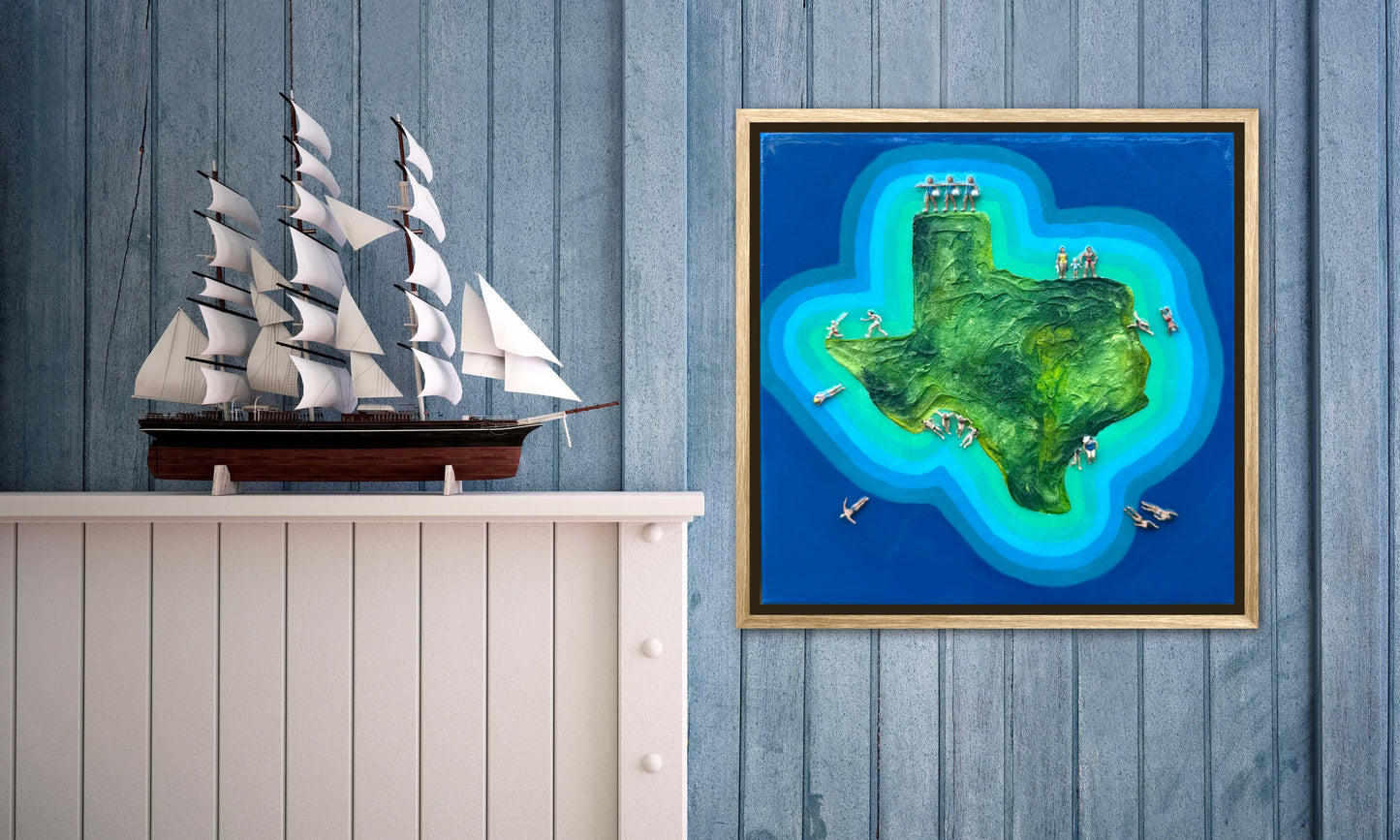 The Island of Texas 12x12in Original Framed