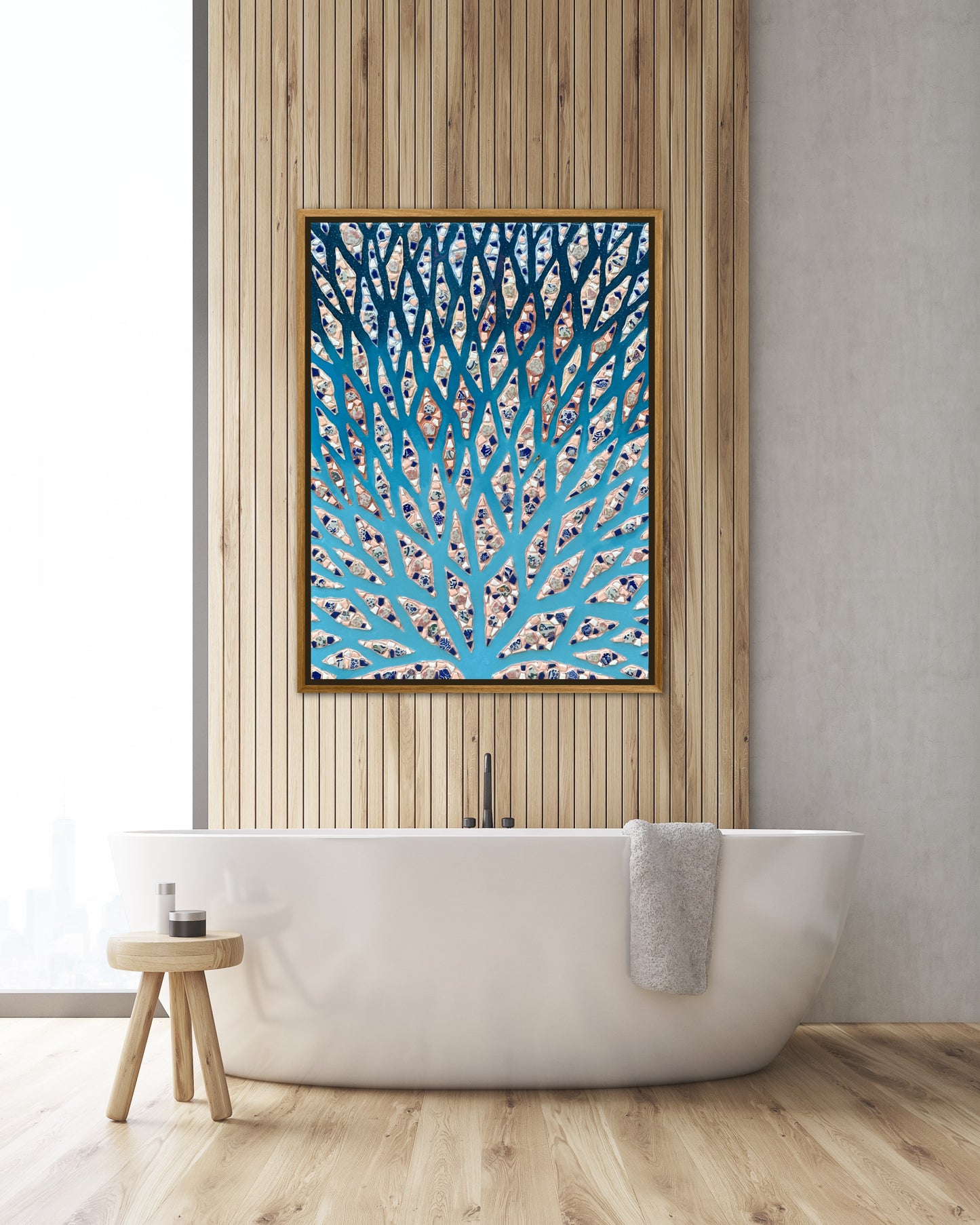 The Path to the Mediterranean - 30x40in Mixed Media Mosaic Artwork Framed