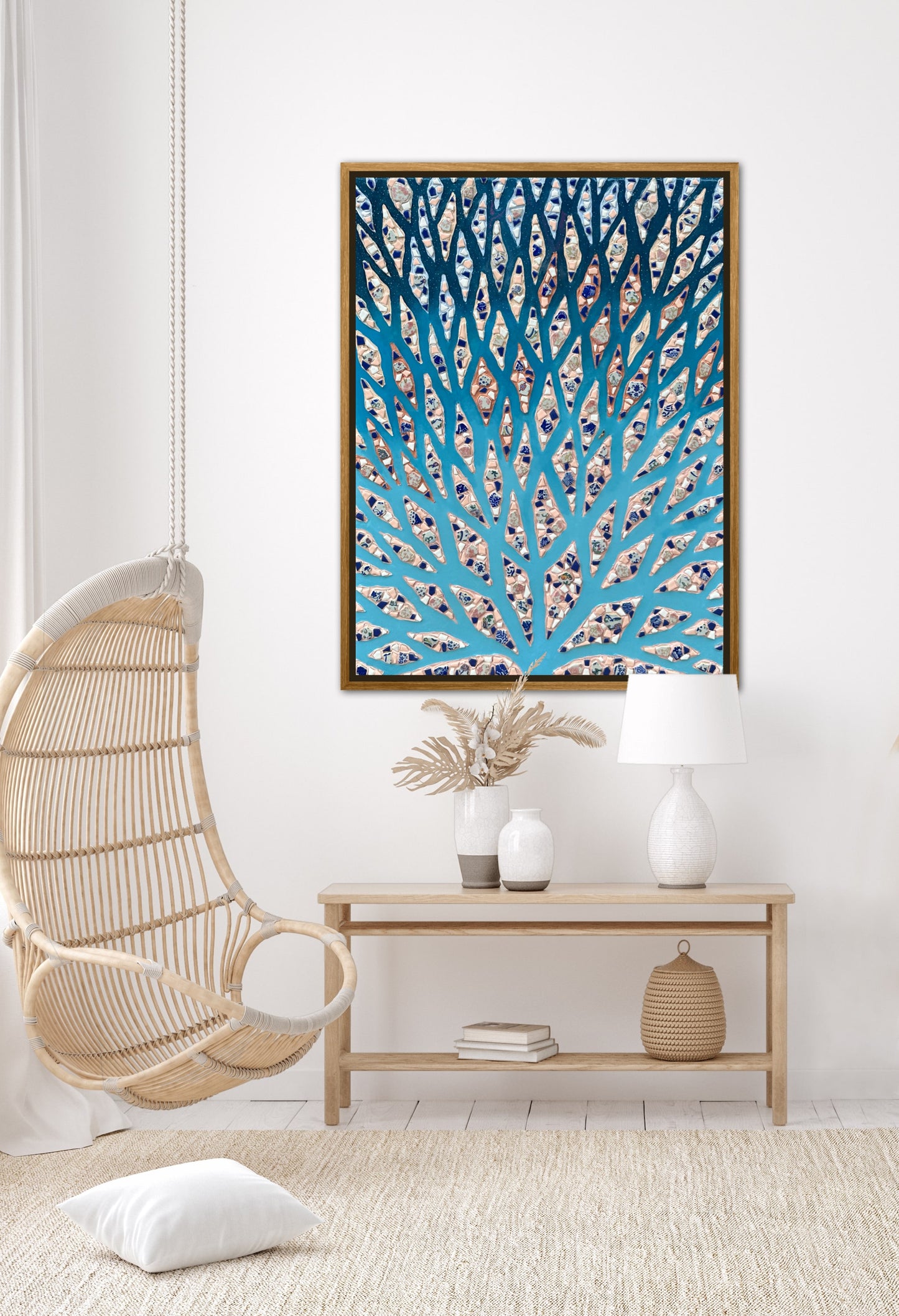 The Path to the Mediterranean - 30x40in Mixed Media Mosaic Artwork Framed