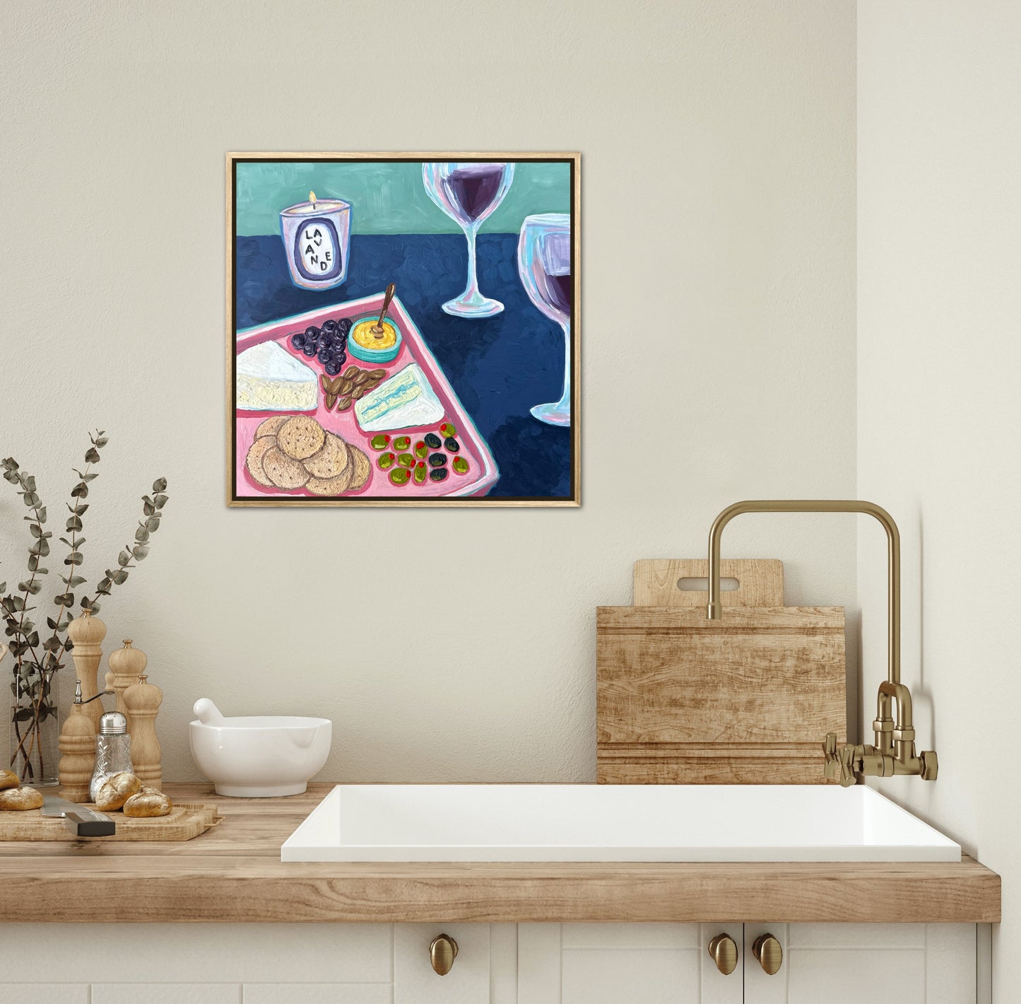 Little Luxuries Collection: Vino et Fromage - 12x12in Original Art
