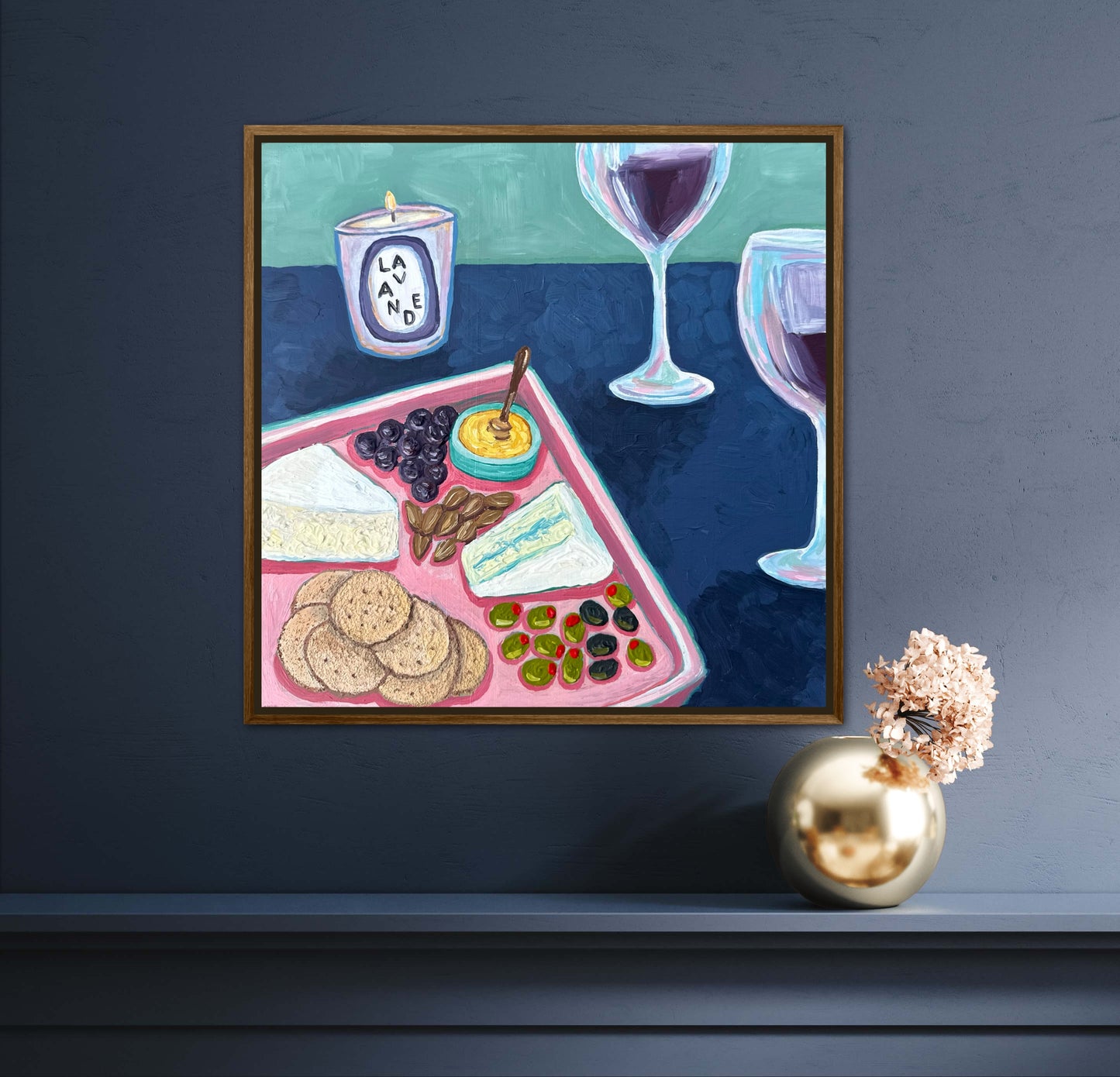 Little Luxuries Collection: Vino et Fromage - 12x12in Original Art