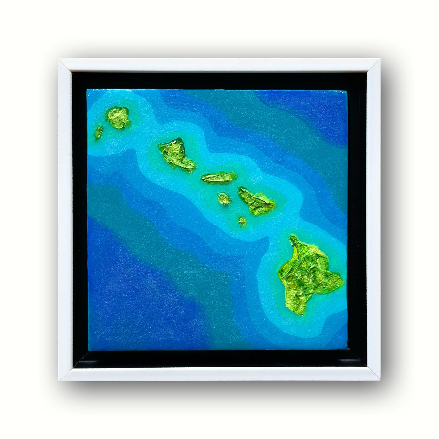 HAWAII MINI ISLAND ART MAP - 6x6 Framed Acrylic & Resin on Wood Panel