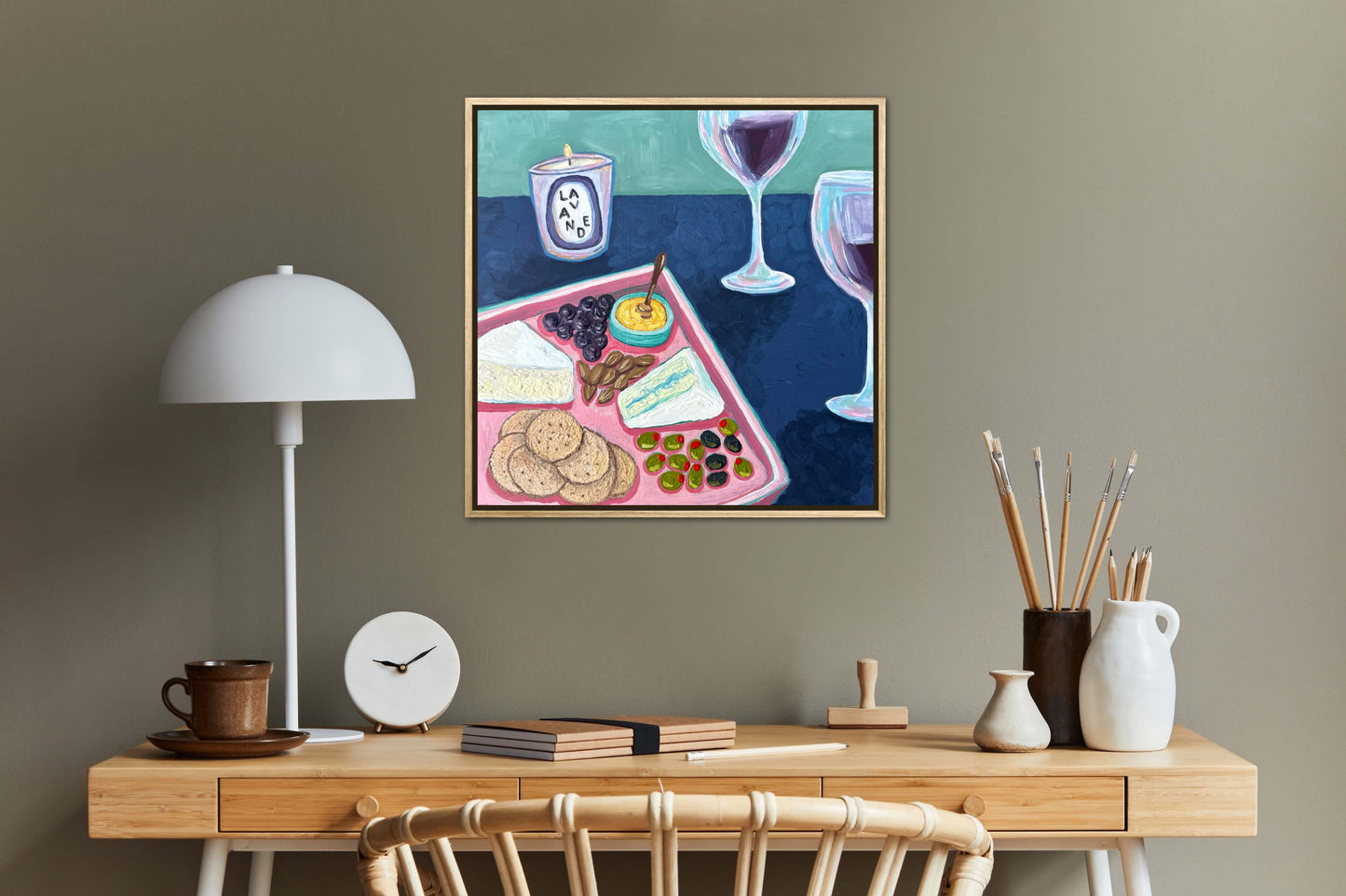 Little Luxuries Collection: Vino et Fromage - 12x12in Original Art