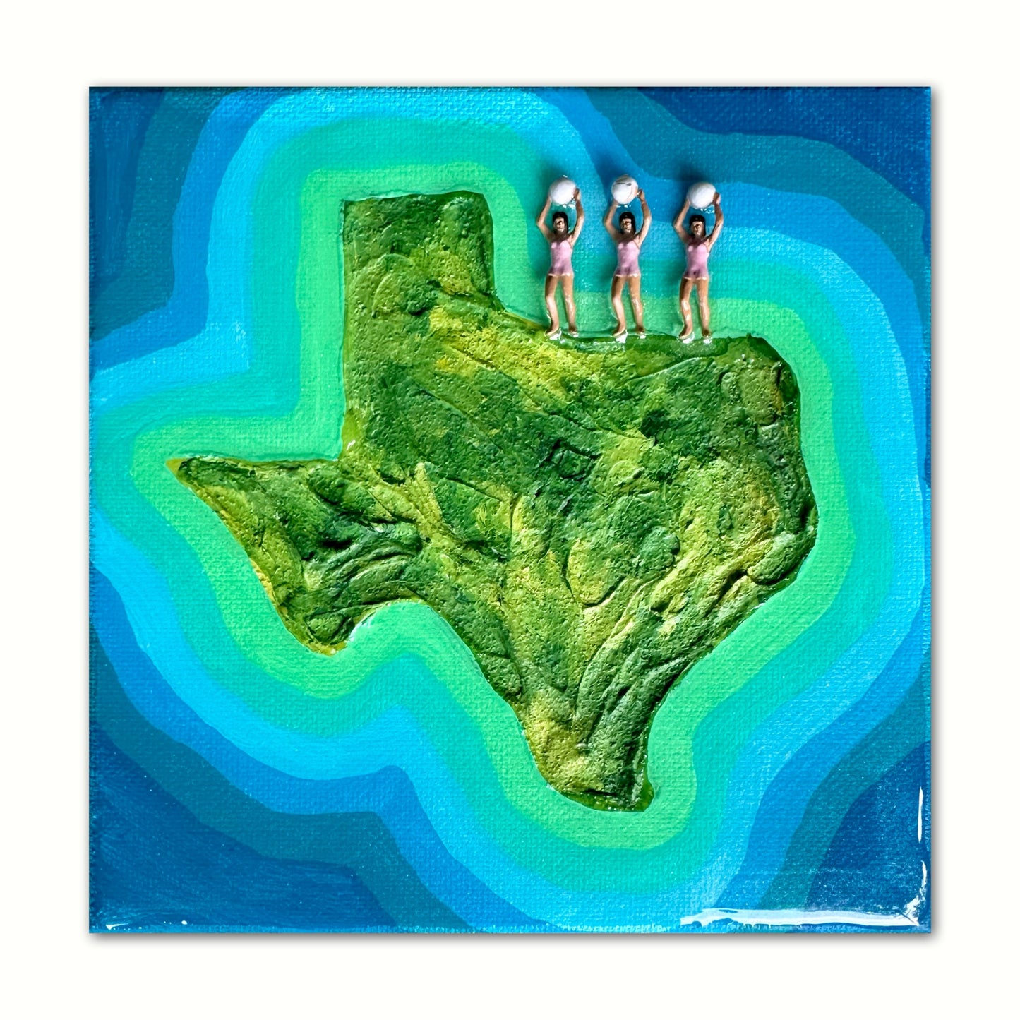 The Island of Texas: Girls Just Wanna Have Fun 6x6 Original Framed