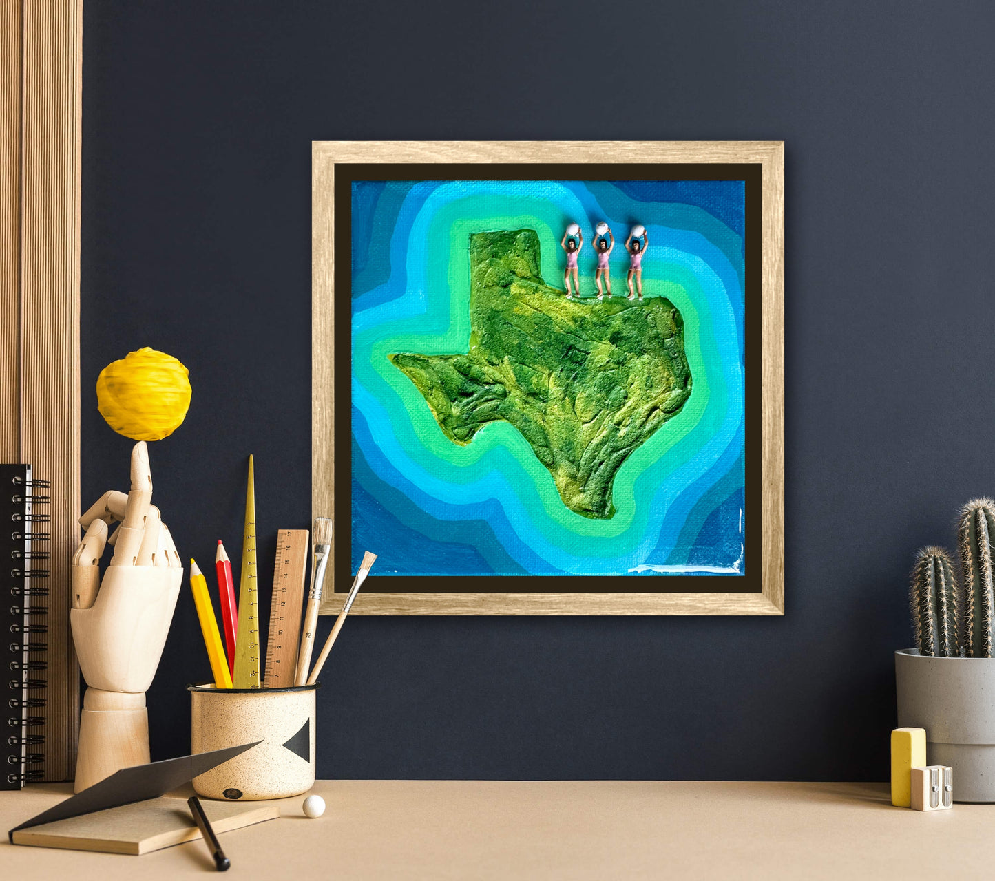 The Island of Texas: Girls Just Wanna Have Fun 6x6 Original Framed