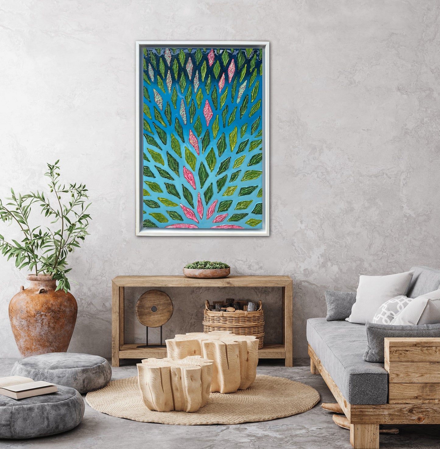 The Path to Freedom - 24x36in Mixed Media; Sand, Acrylic & Resin on Canvas Framed