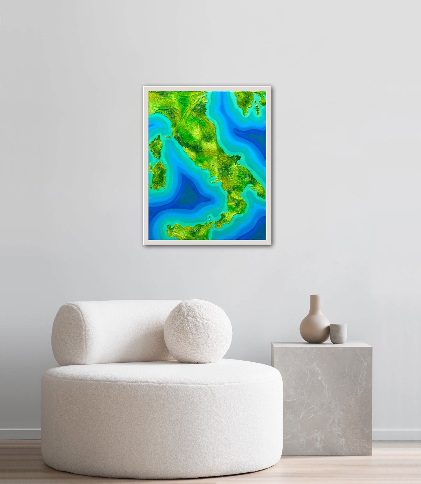 Italy ๐ฎ๐น - 16x20 Fine Art Map made with Acrylic & Resin on Canvas