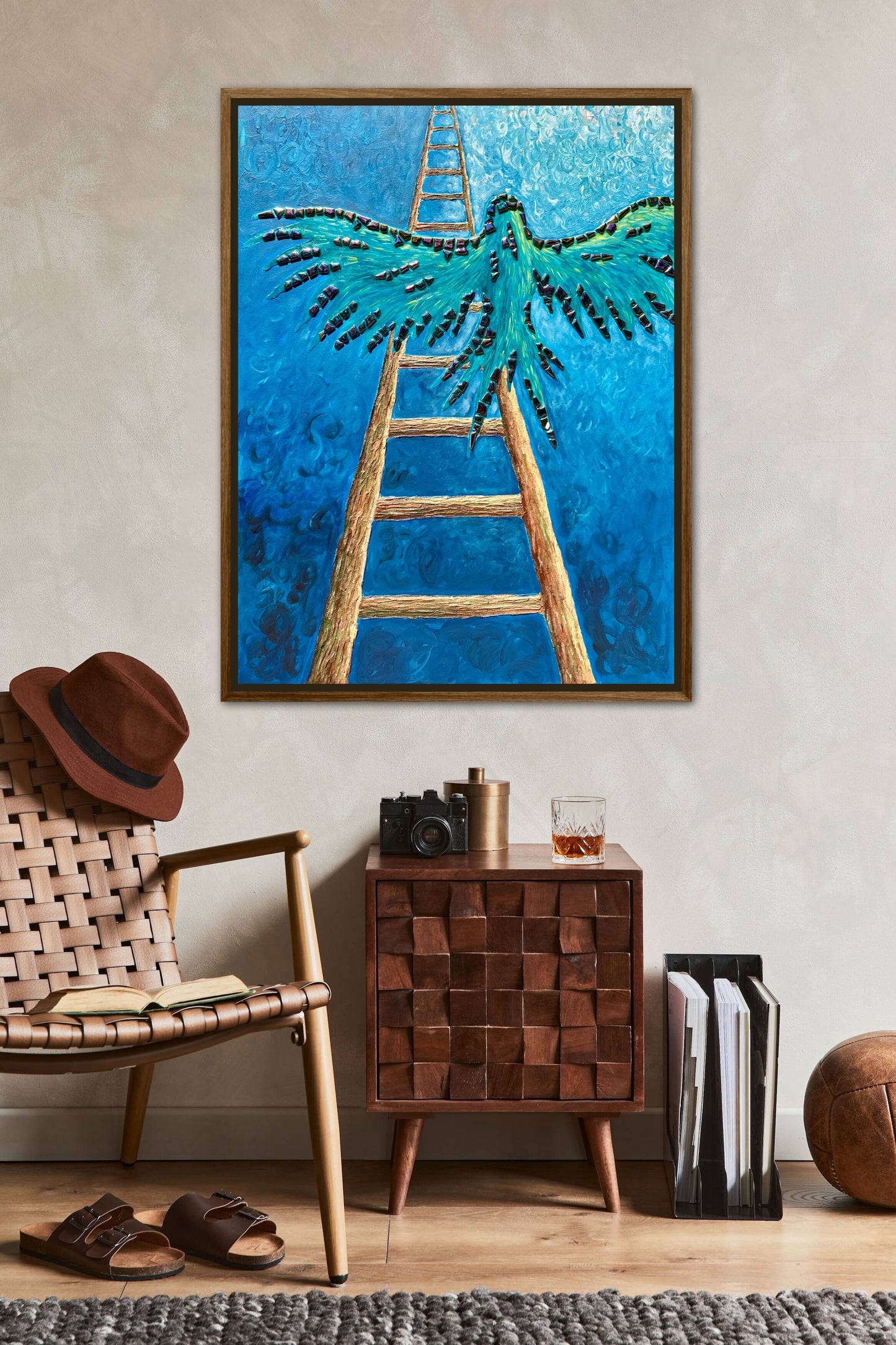I Gave Myself Permission to Fly - 30x40in Mixed Media; Sand, Acrylic & Resin on Canvas Framed