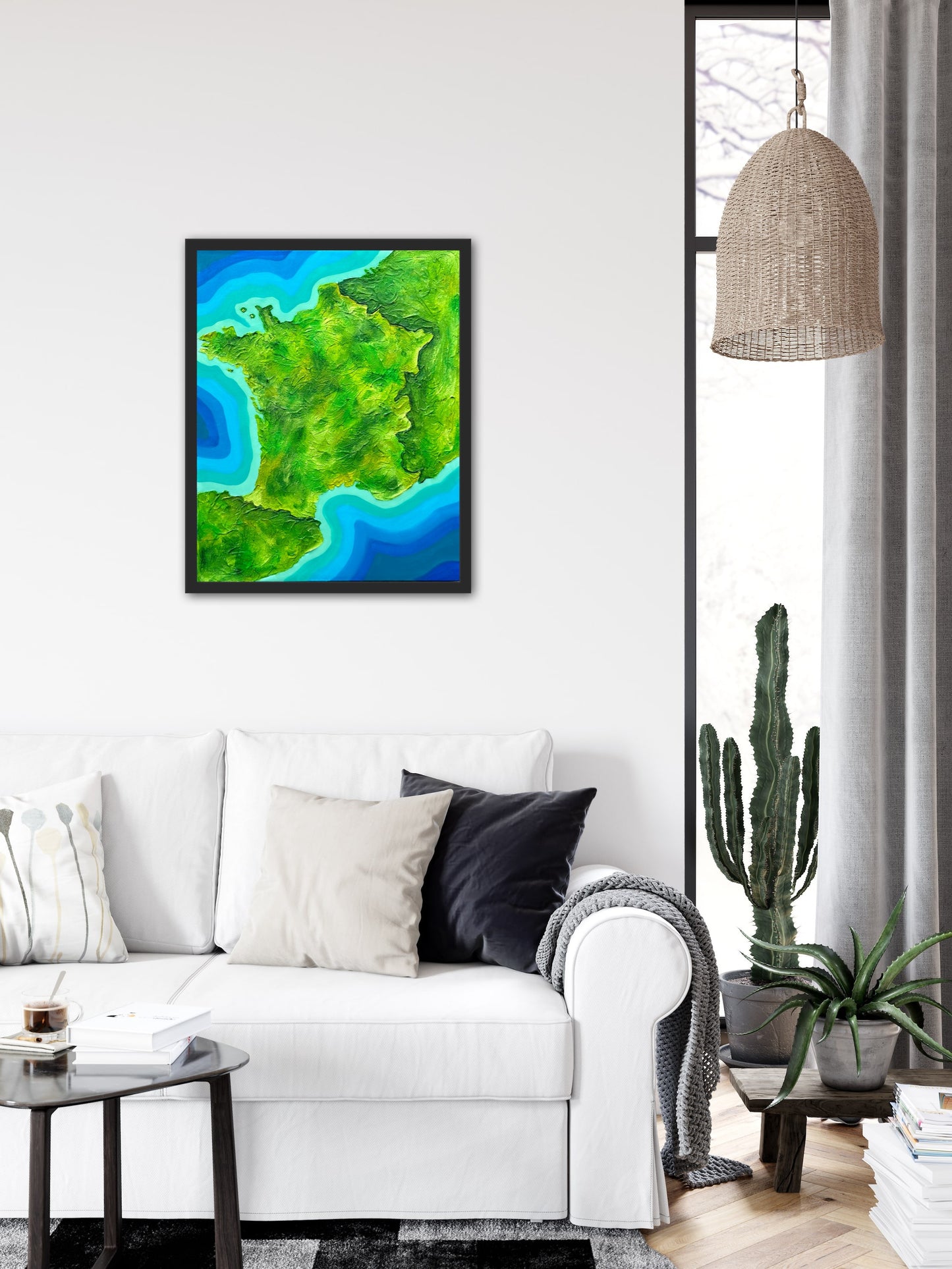 France π«π· - 16x20 Fine Art Map made with Acrylic & Resin on Canvas