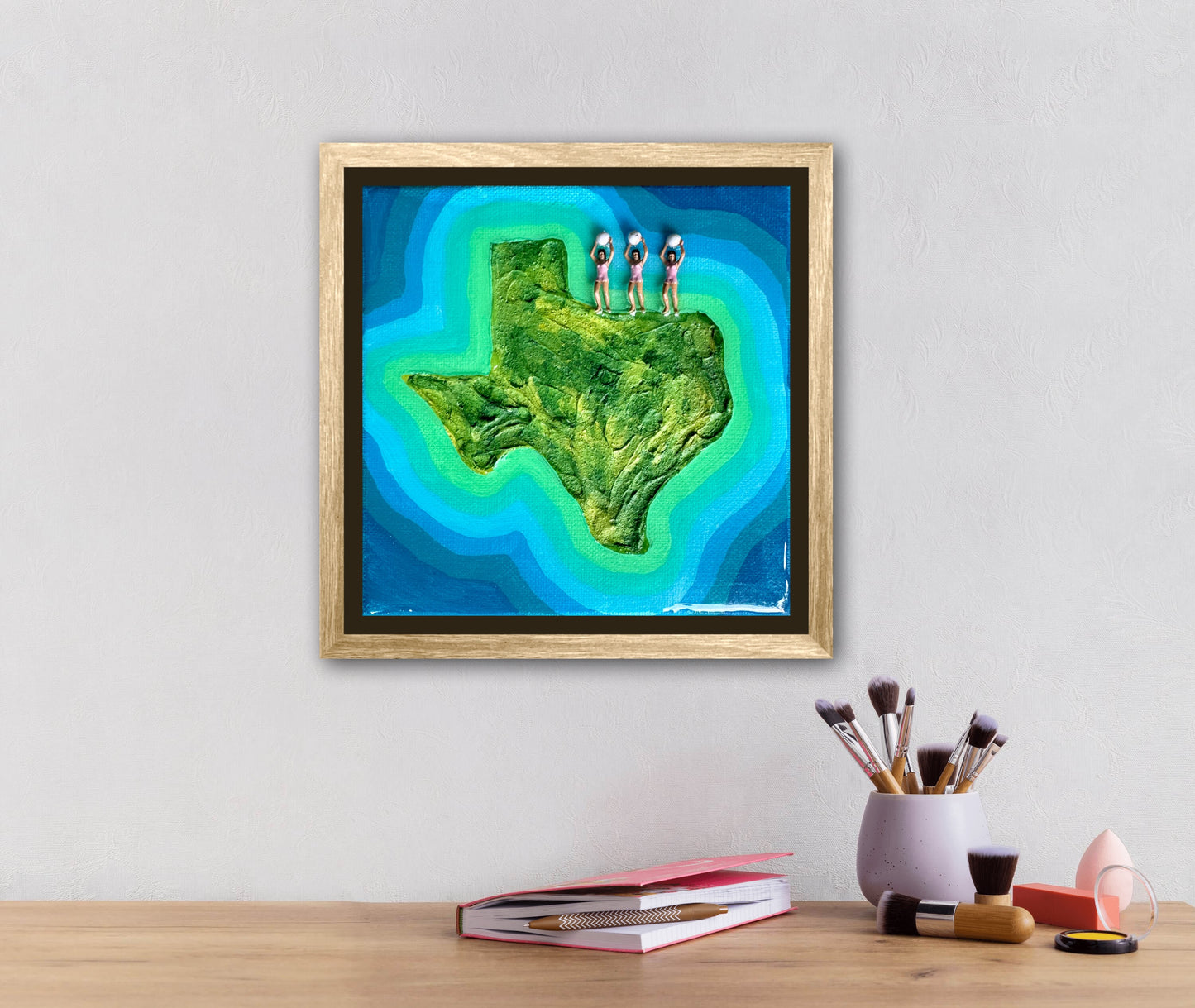 The Island of Texas: Girls Just Wanna Have Fun 6x6 Original Framed