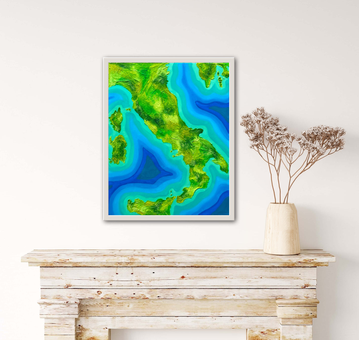 Italy ๐ฎ๐น - 16x20 Fine Art Map made with Acrylic & Resin on Canvas