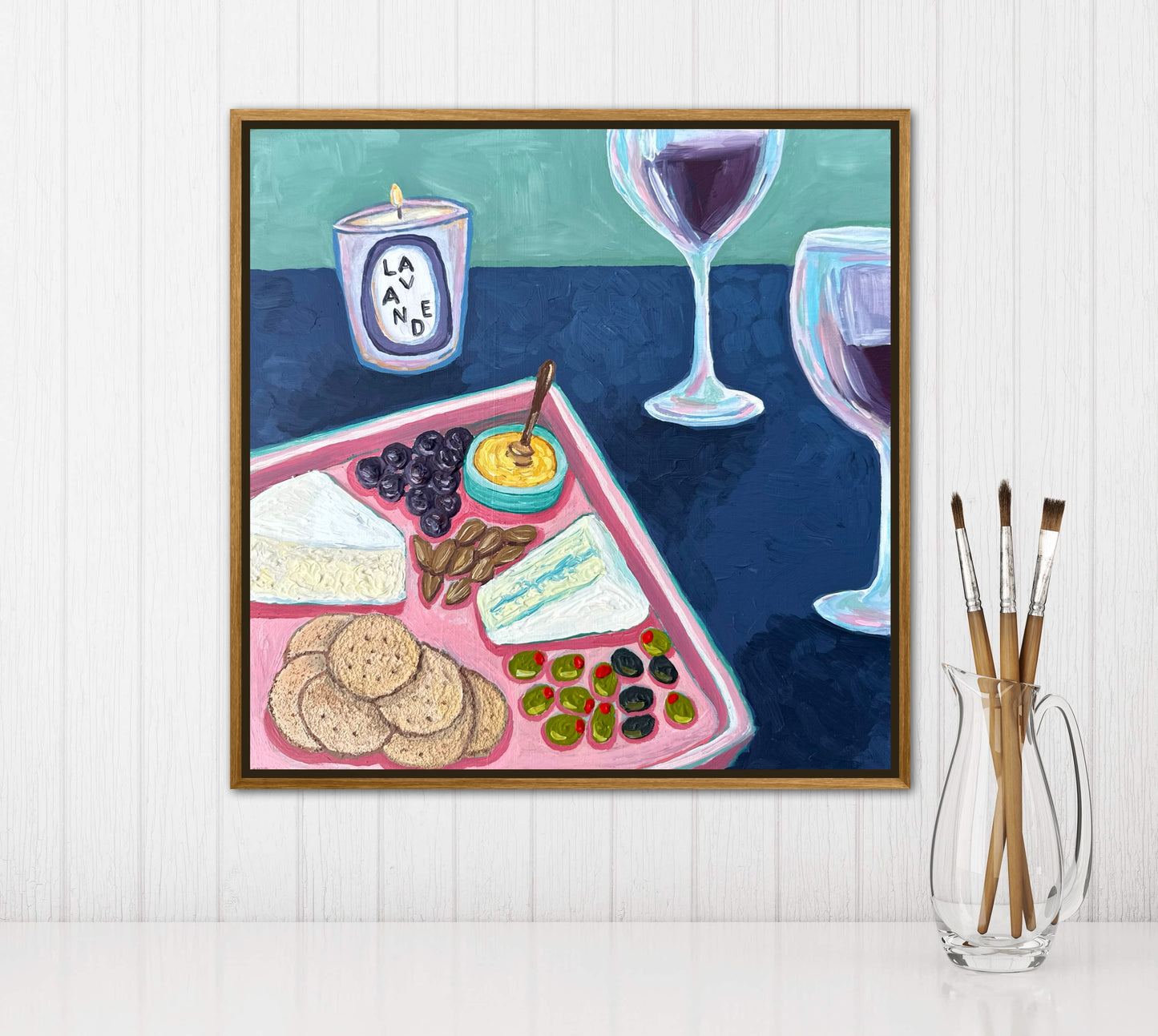 Little Luxuries Collection: Vino et Fromage - 12x12in Original Art
