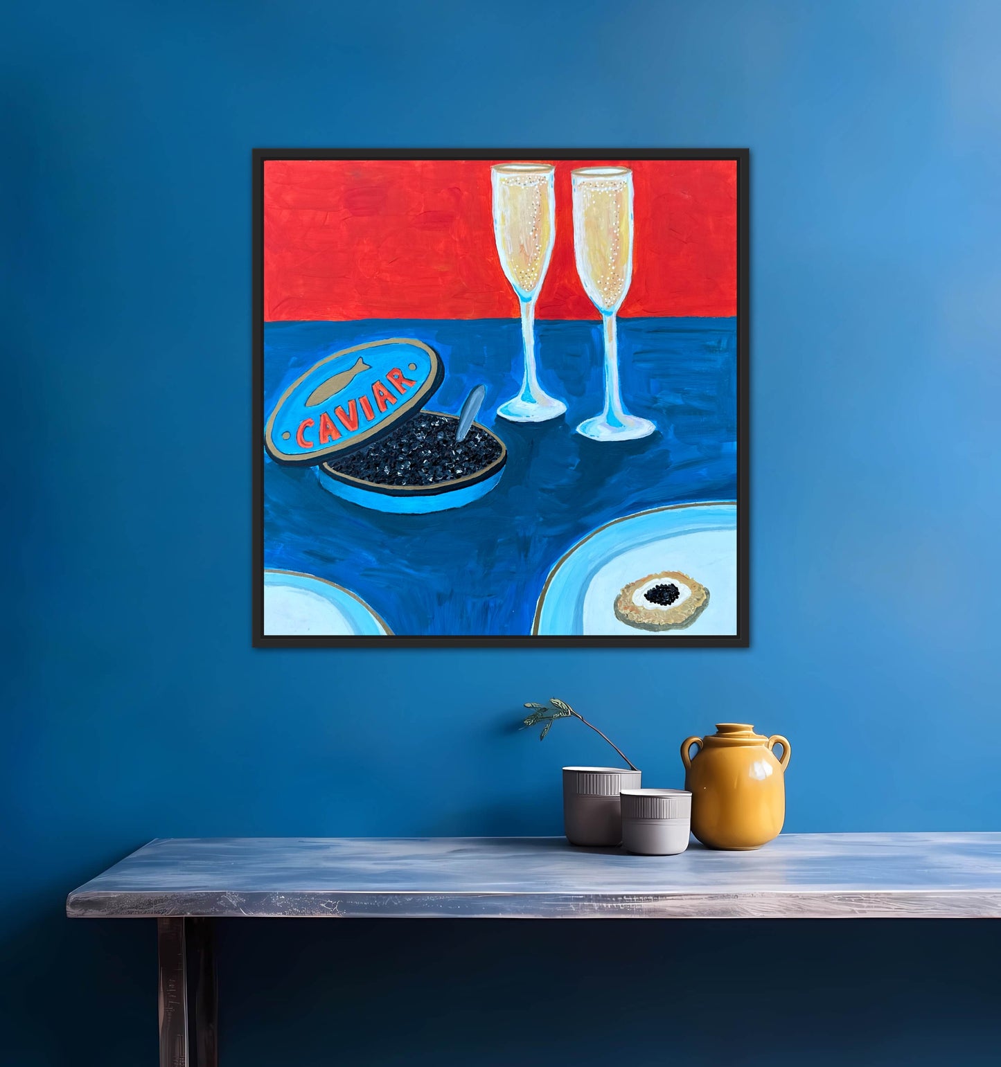 Little Luxuries Collection: We Go Together Like Champagne & Caviar - 12x12in Original Art