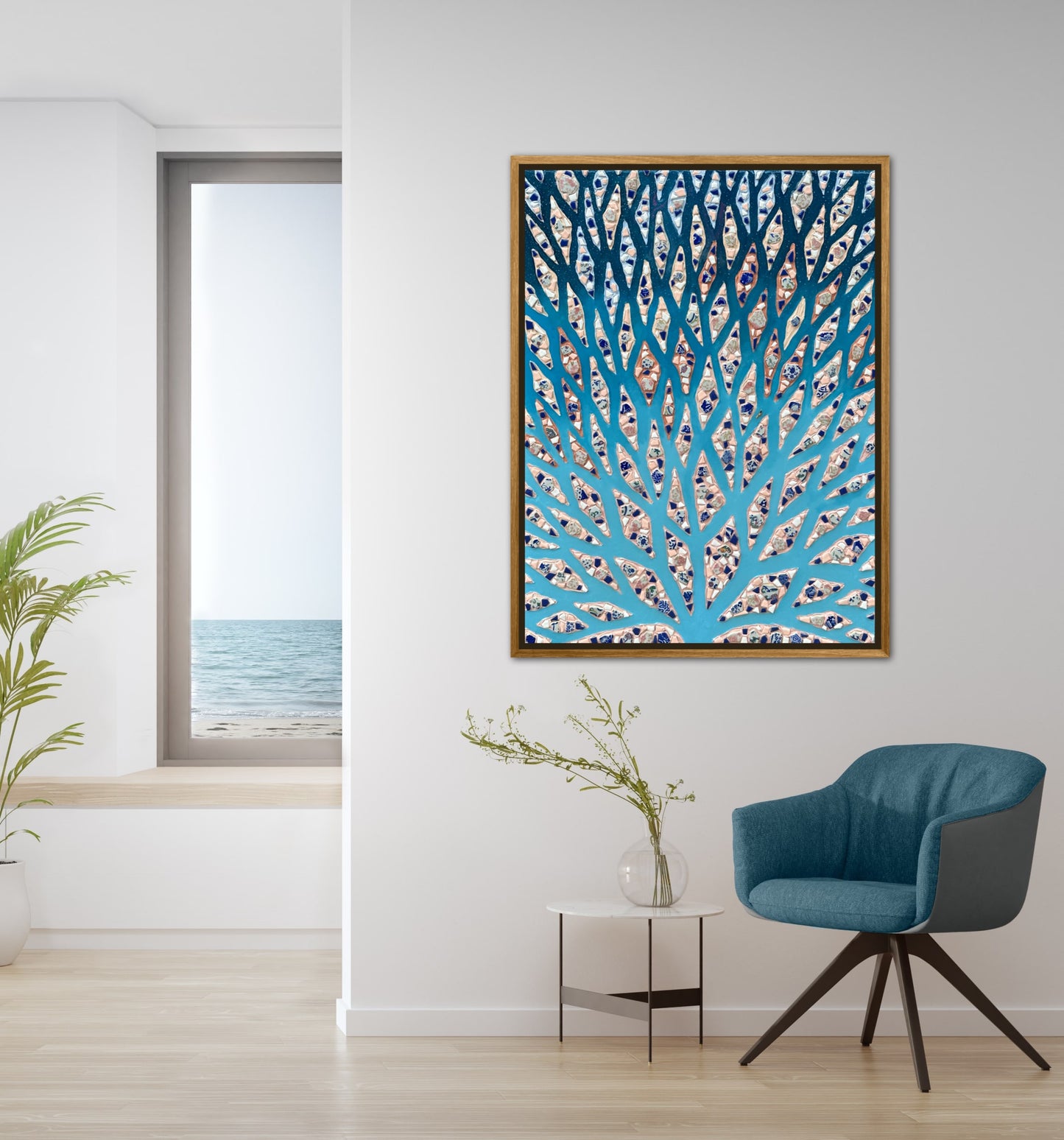 The Path to the Mediterranean - 30x40in Mixed Media Mosaic Artwork Framed