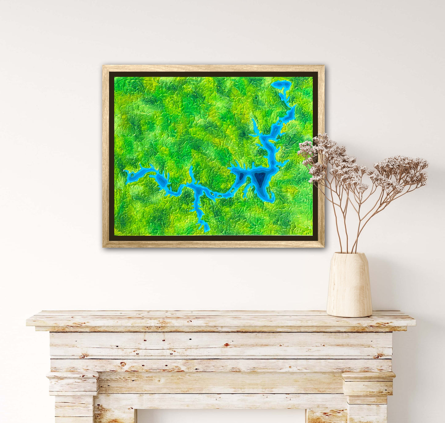 Lake Texoma, Texas - 16x20 Fine Art Map made with Acrylic & Resin on Canvas
