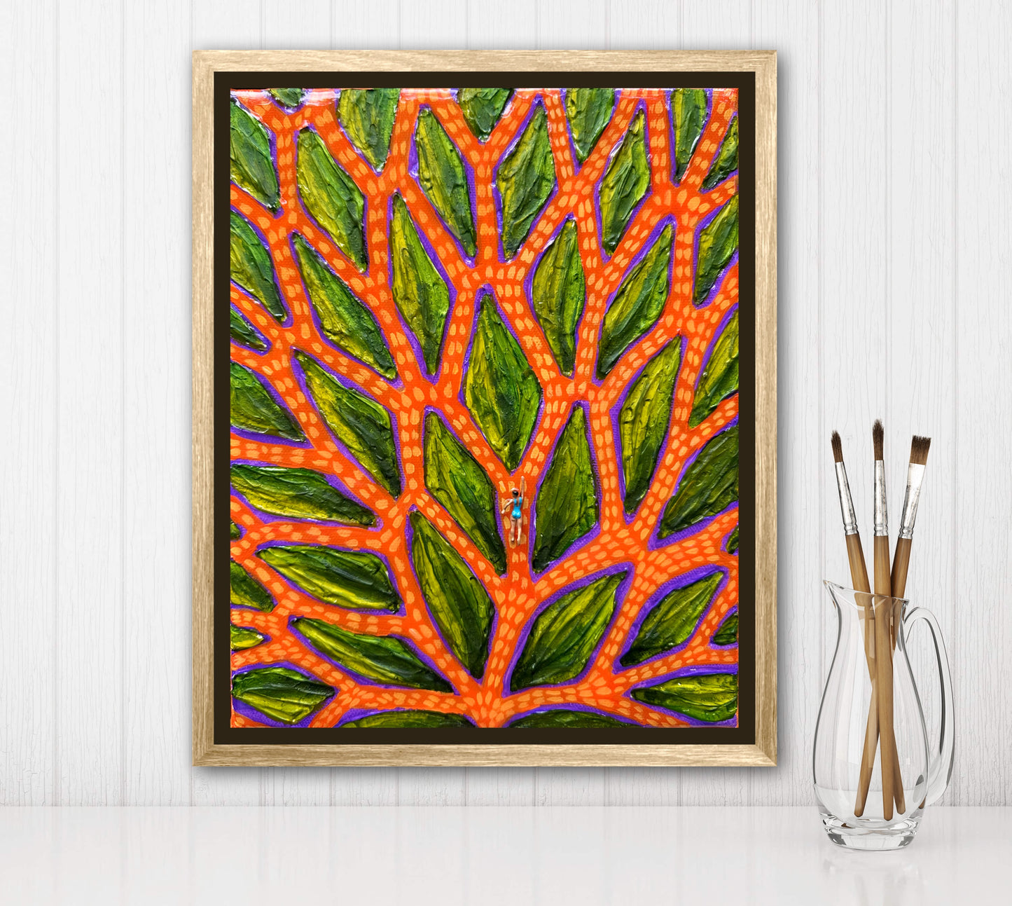 The Path to Joy - 8x10in Mixed Media; Sand, Acrylic & Resin on Canvas Framed