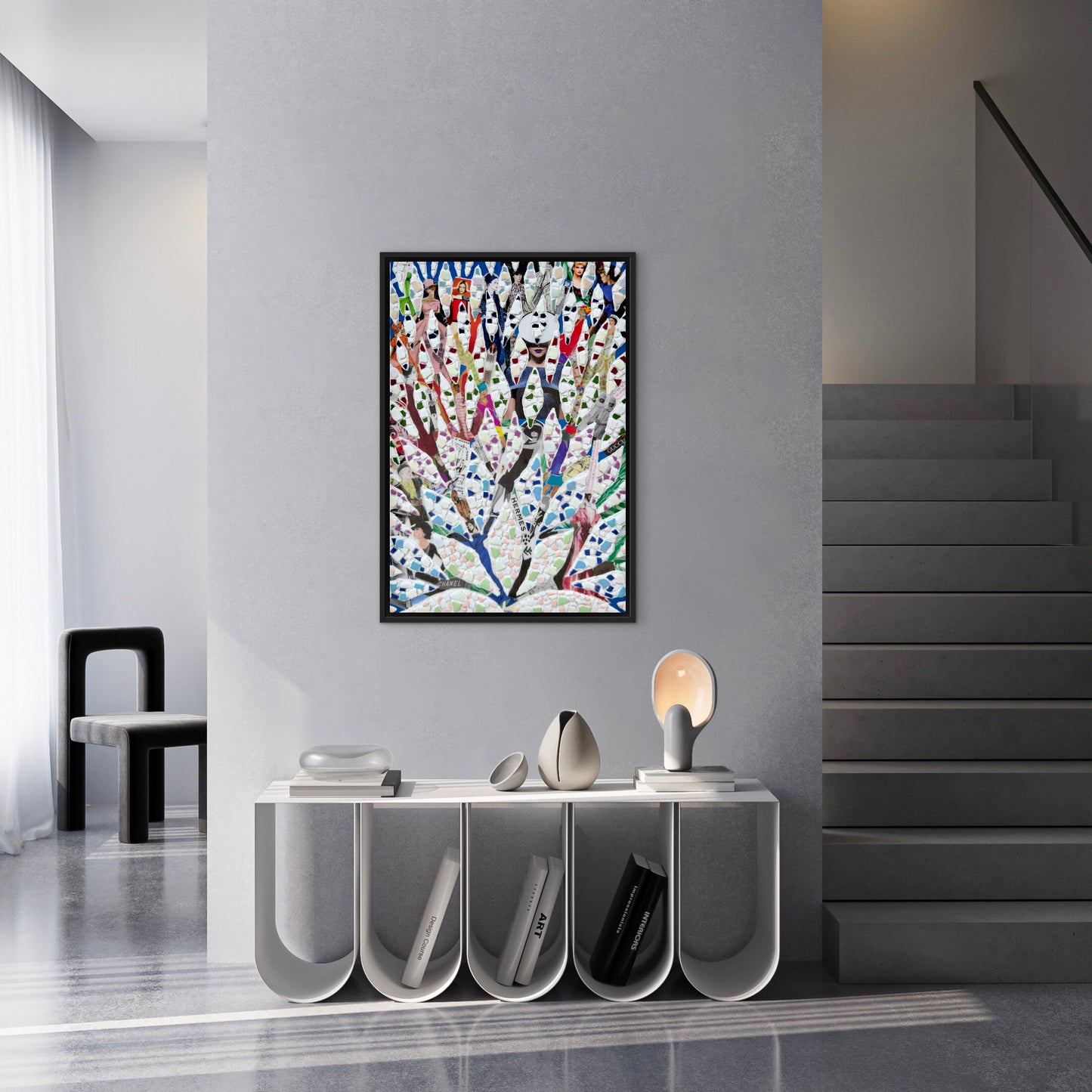 The Path to Luxury: A Century of Visionary Fashion - 24x36in Mixed Media; Sand, Acrylic & Resin on Canvas Framed