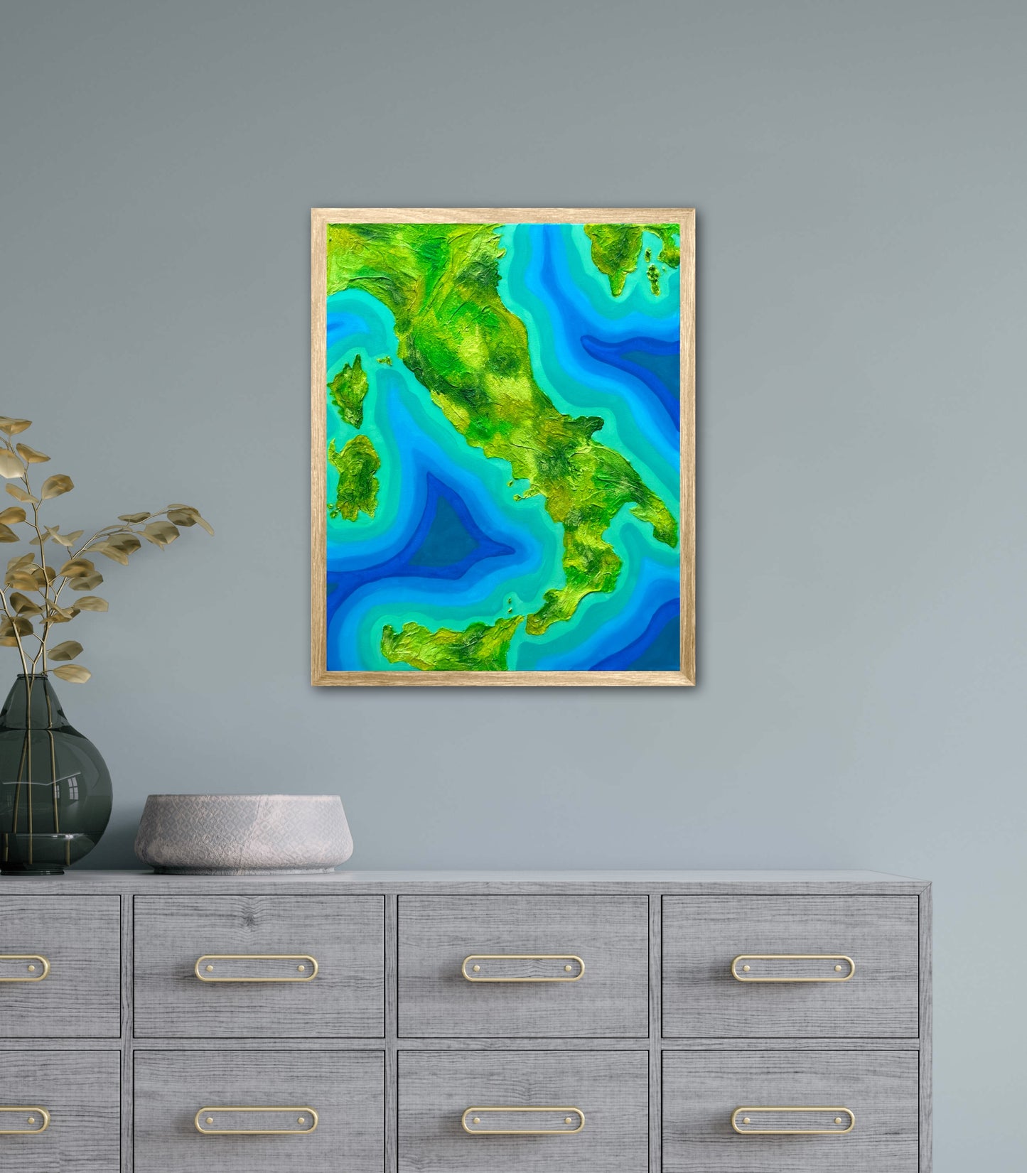 Italy ๐ฎ๐น - 16x20 Fine Art Map made with Acrylic & Resin on Canvas