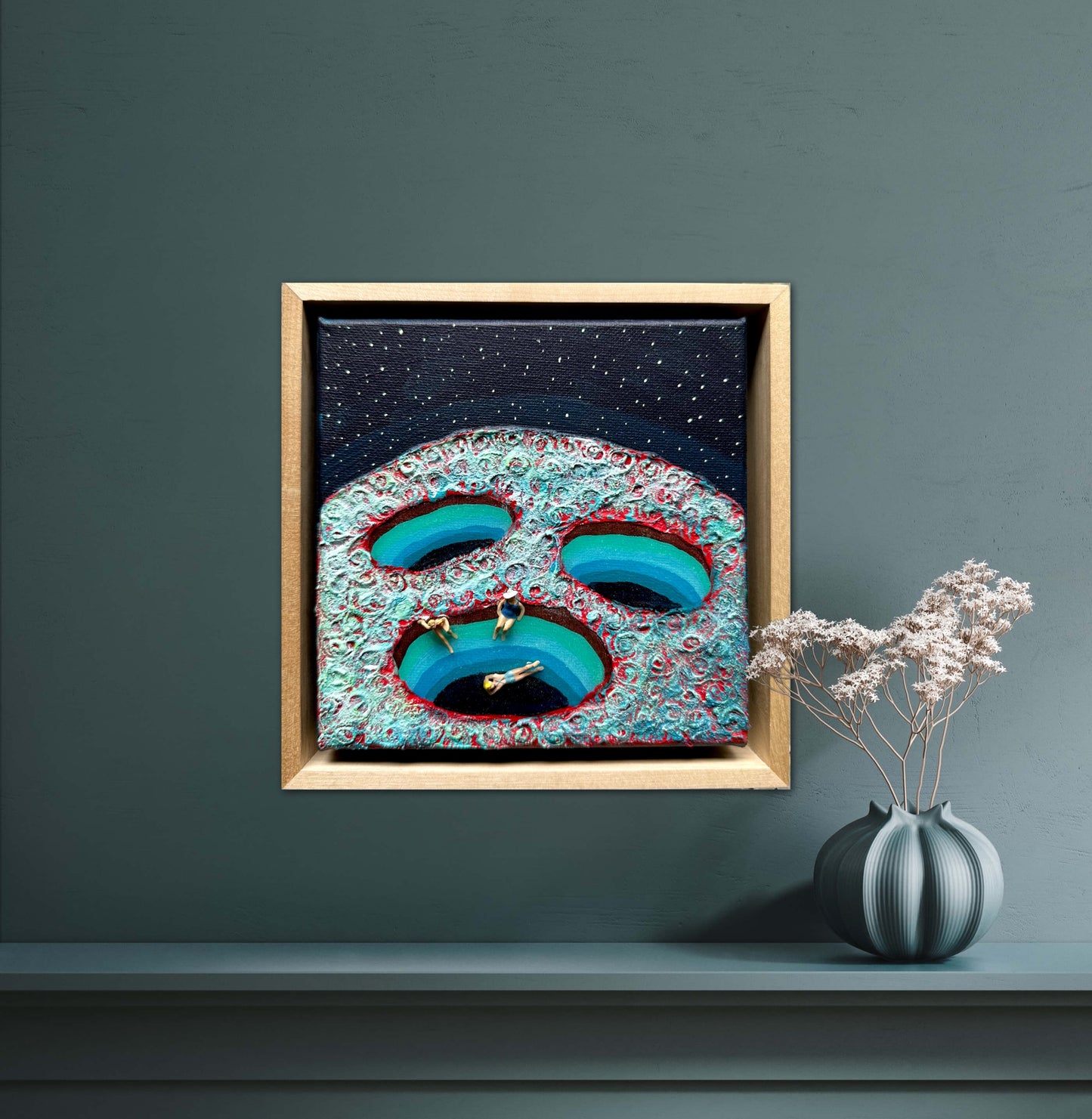 Vacation on Mars: Girl’s Trip 6x6 Original Framed