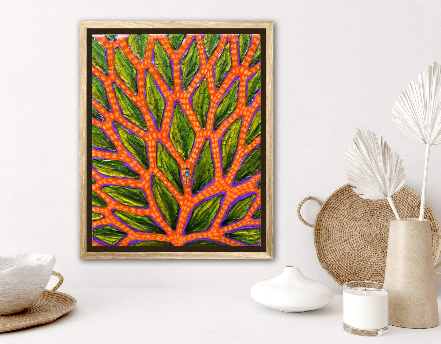 The Path to Joy - 8x10in Mixed Media; Sand, Acrylic & Resin on Canvas Framed