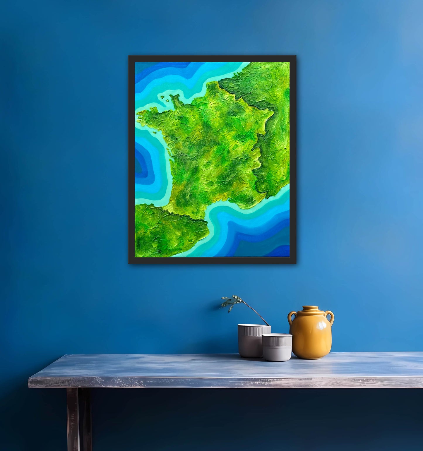 France π«π· - 16x20 Fine Art Map made with Acrylic & Resin on Canvas