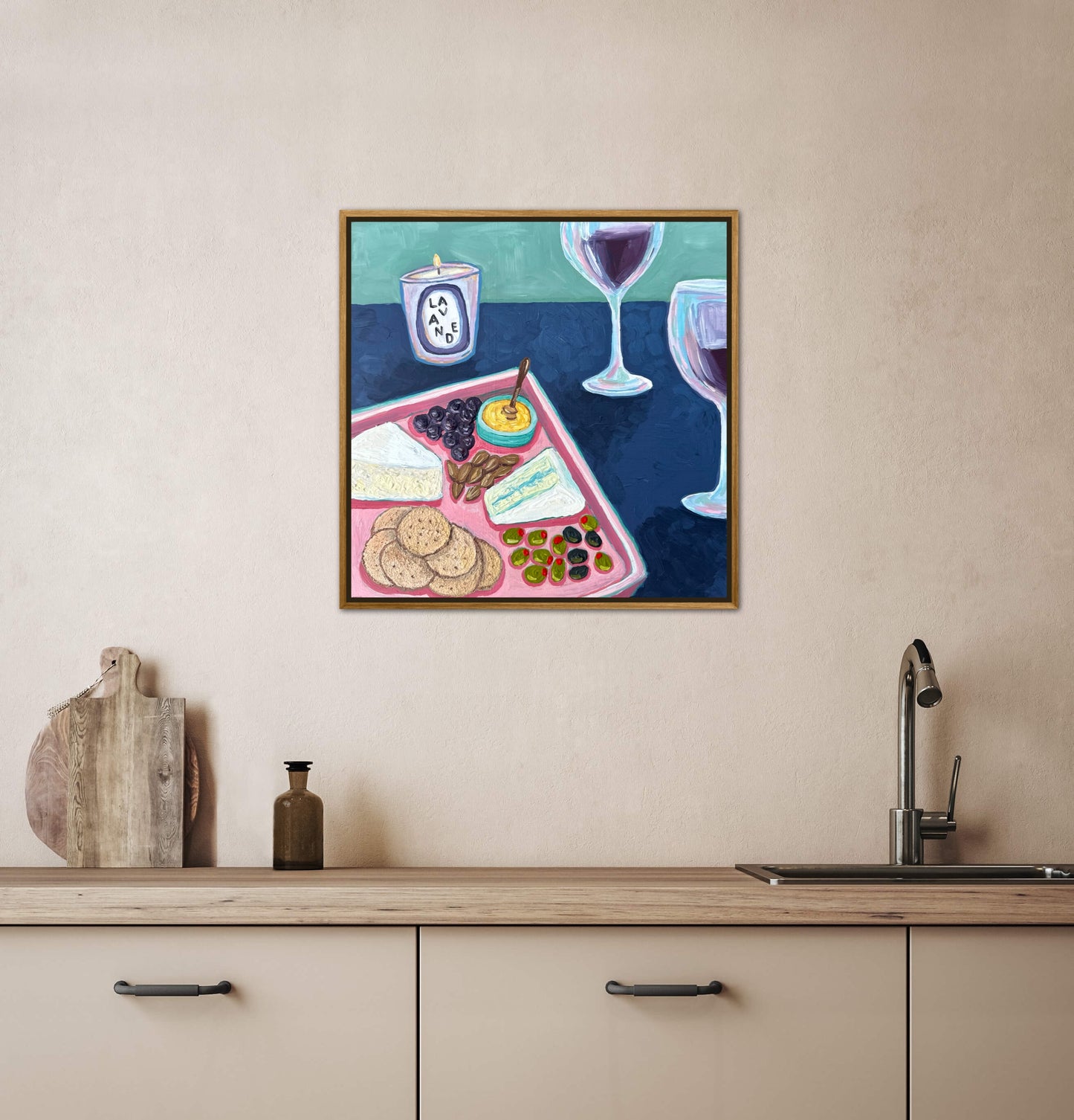 Little Luxuries Collection: Vino et Fromage - 12x12in Original Art