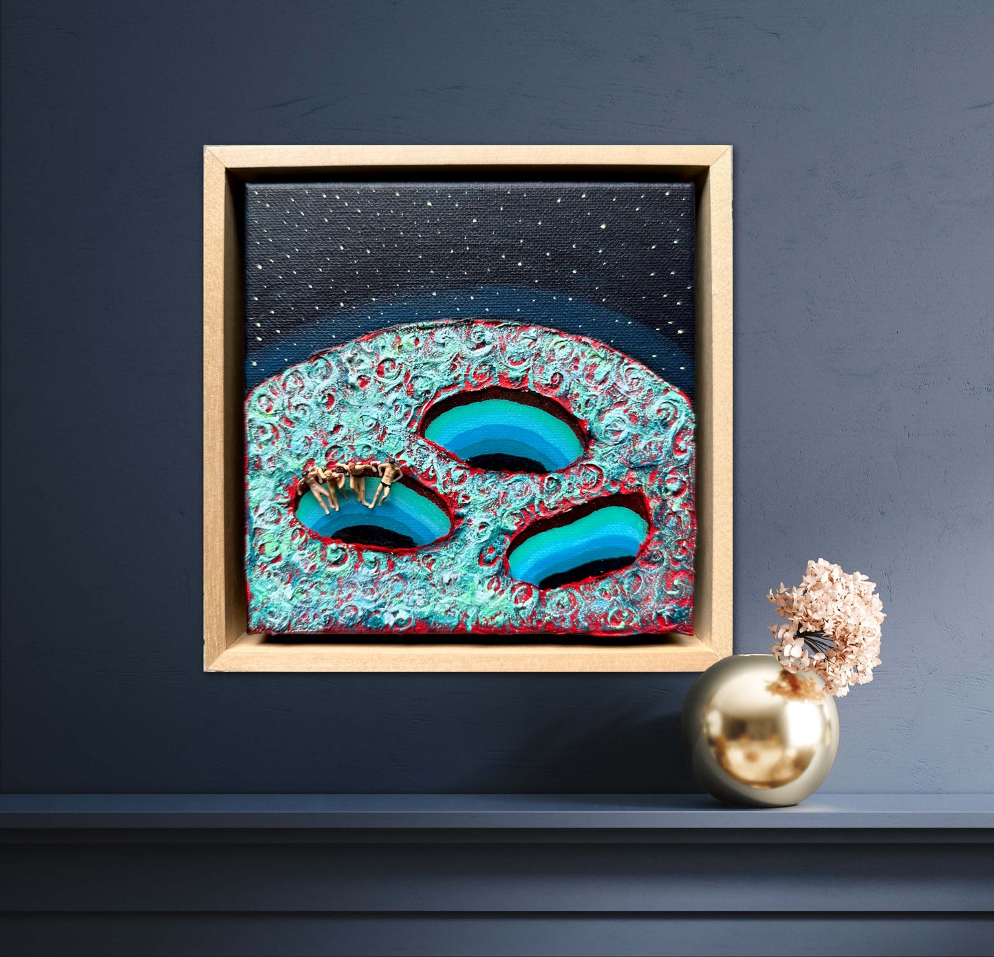 Vacation on Mars: Family Time 6x6 Original Framed