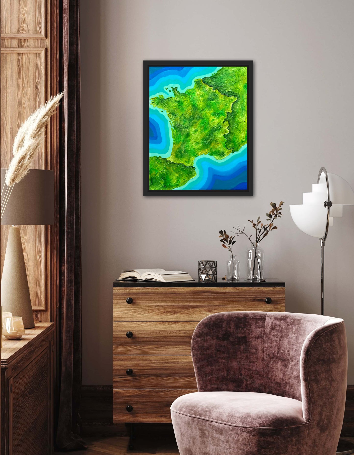 France π«π· - 16x20 Fine Art Map made with Acrylic & Resin on Canvas